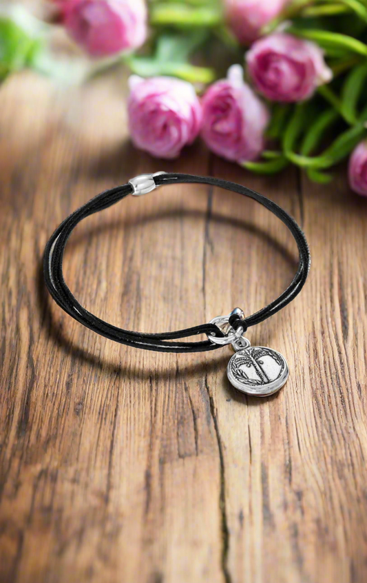 Alex and Ani - Palm Tree Charm Kindred Pull Cord Bracelet