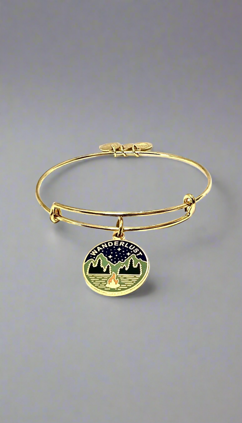 Alex and Ani - “Wanderlust” Charm Bangle Bracelet, Shiny Gold