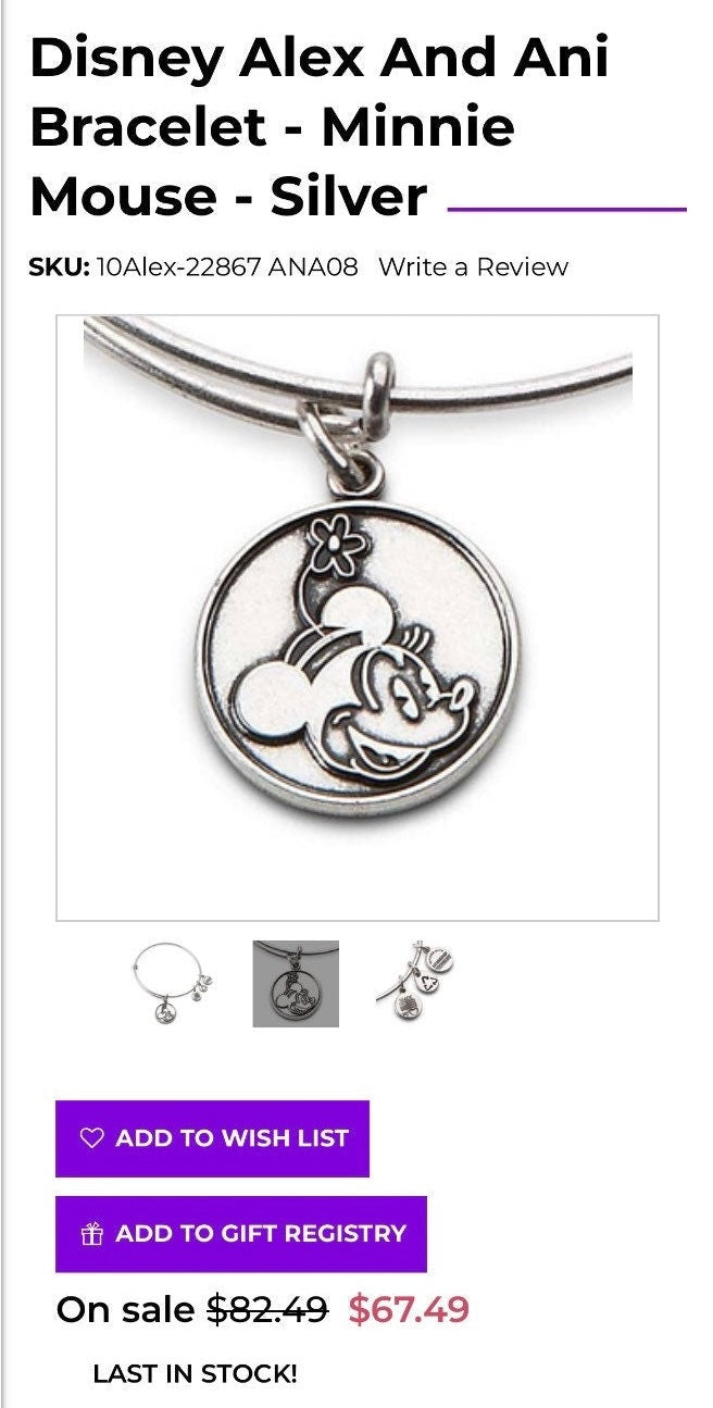 Alex and Ani - Park Exclusive - Minnie Charm Bangle Bracelet