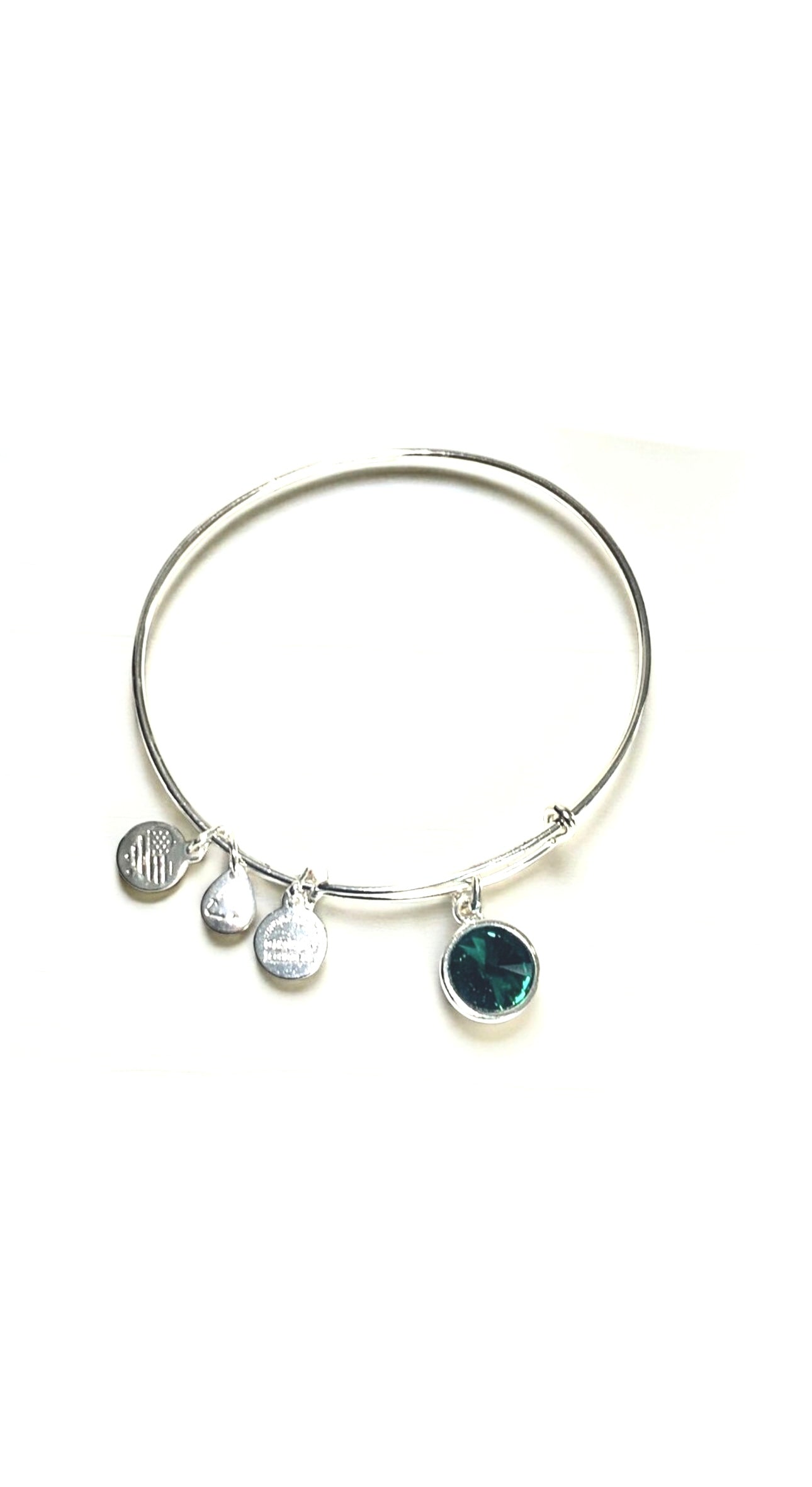 Alex and Ani - May Birthstone Emerald Swarovski Crystal Charm Bangle Bracelet, Collectible Gift for Her