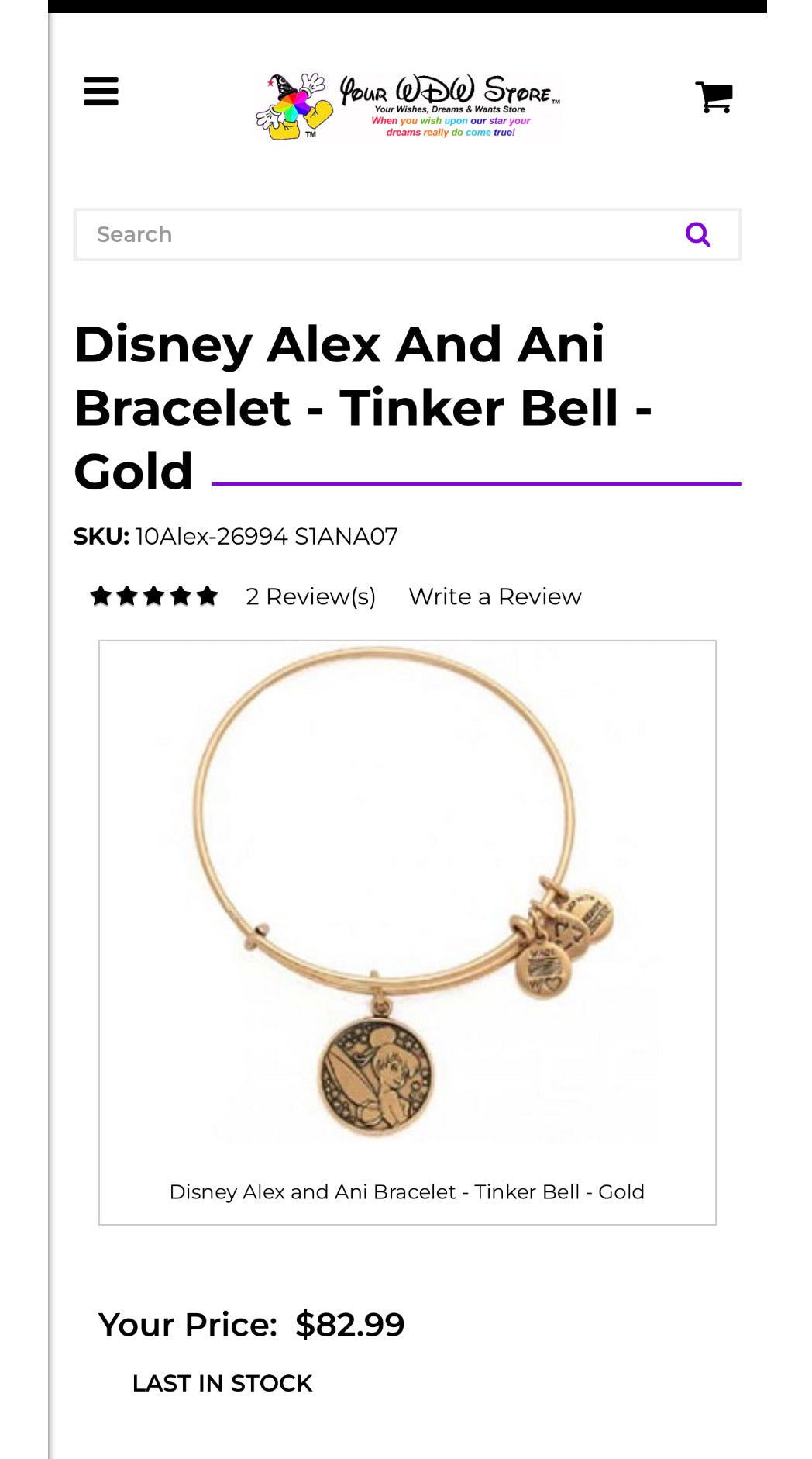 Alex and Ani - Park Exclusive Tinker Bell Charm Bangle Bracelet
