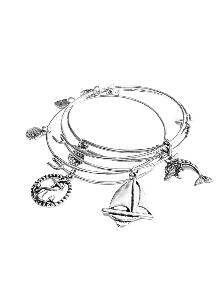 Nautical Inspired Bangle Bracelets, Set of 3 - Special Sale