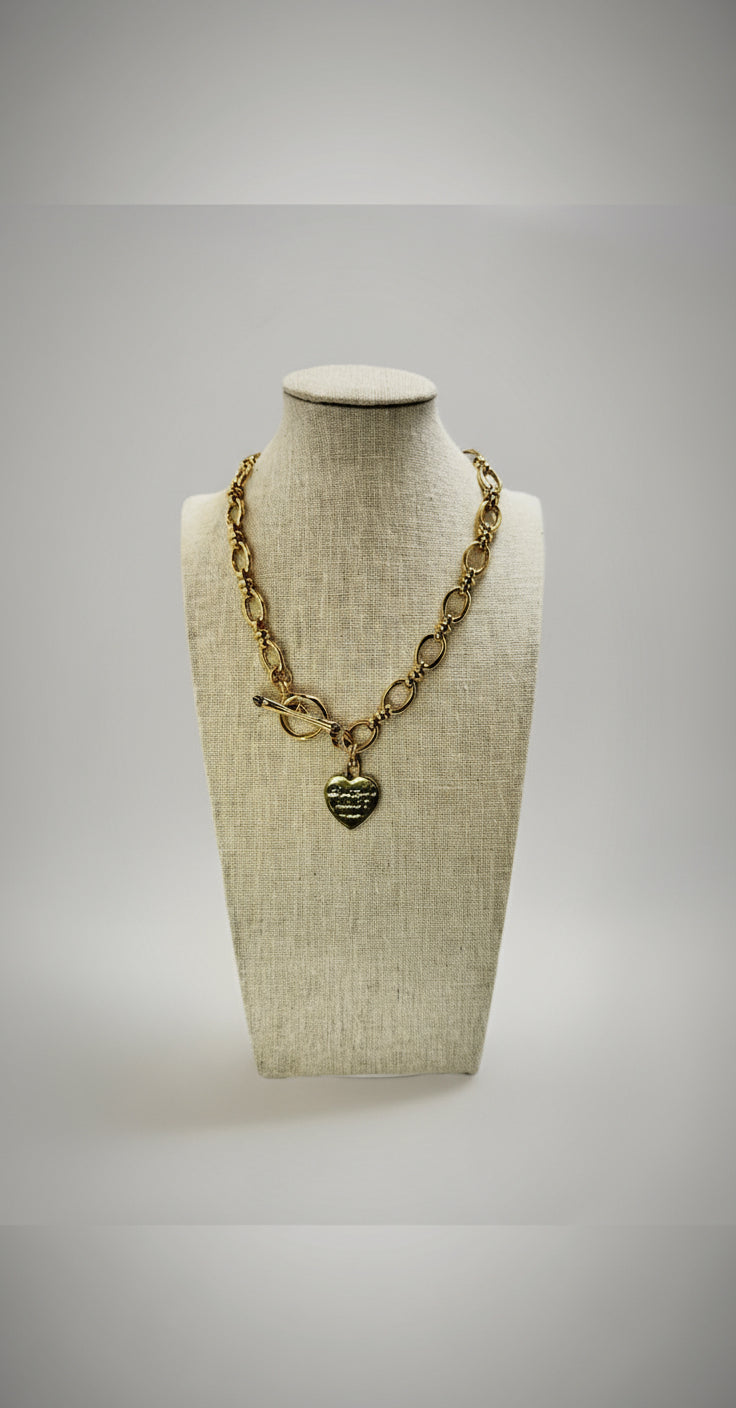 Vintage Royal Juicy Couture Gold Heart Large Link Necklace