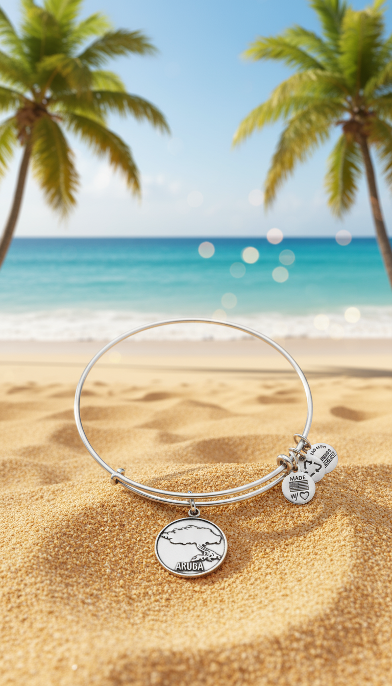 Alex and Ani - Destination Divi Tree Aruba Charm Rafaelian Bangle Bracelet