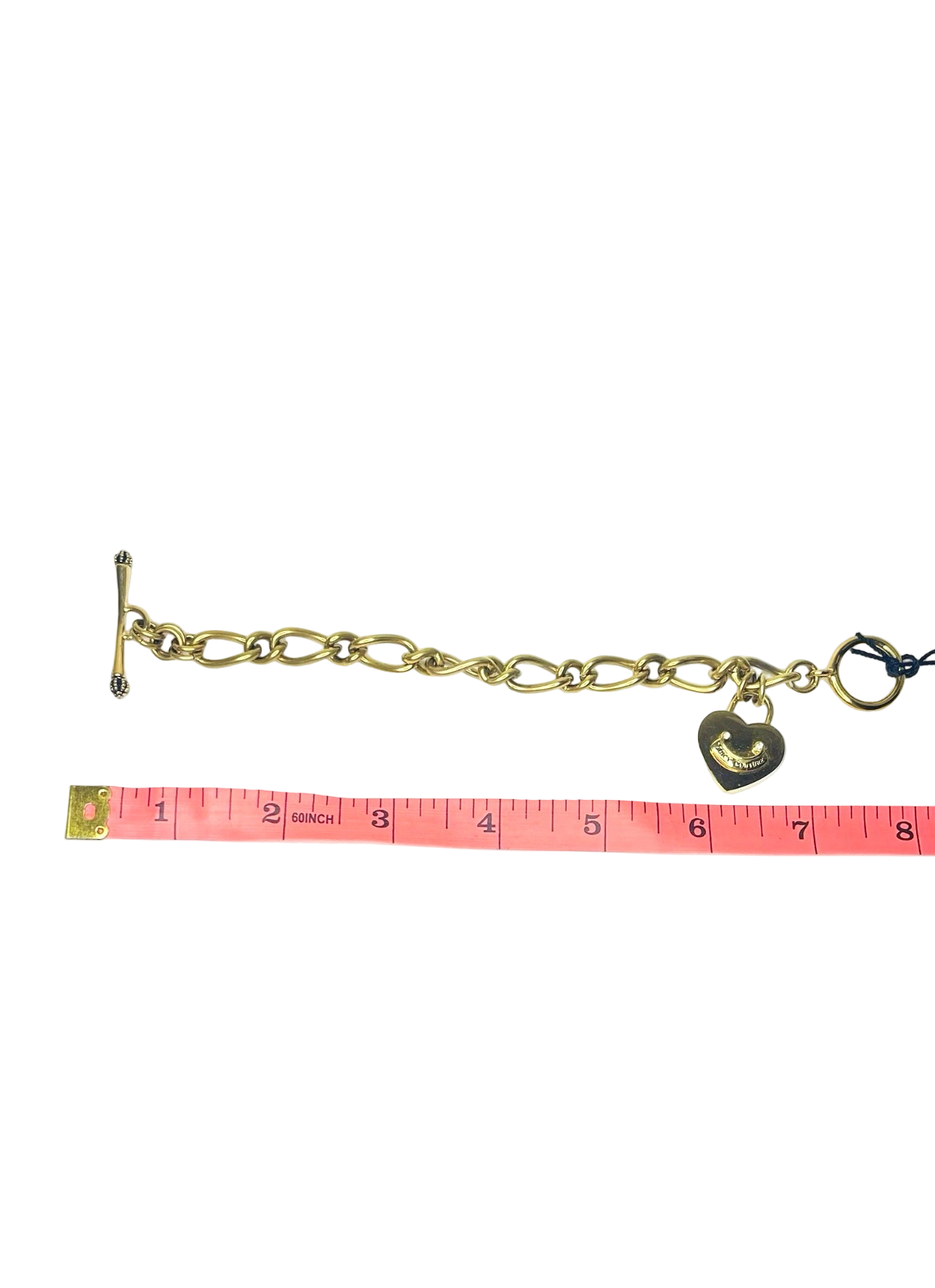 Vintage Juicy Couture “Royal Couture” Gold Heart Charm with Crystals Toggle Bracelet