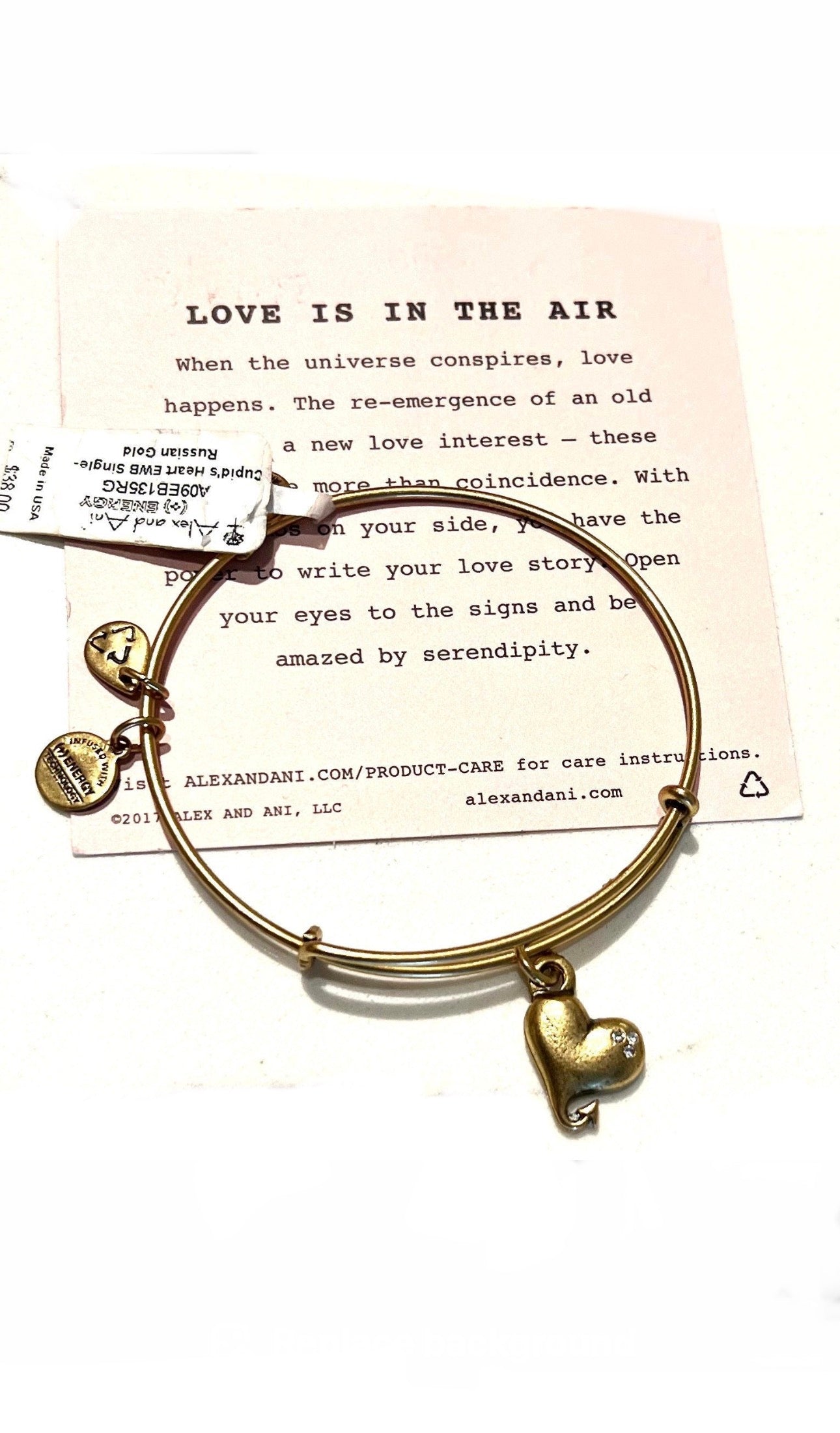 Alex and Ani - Cupid’s Heart With Swarovski Crystals Charm Bangle Bracelet