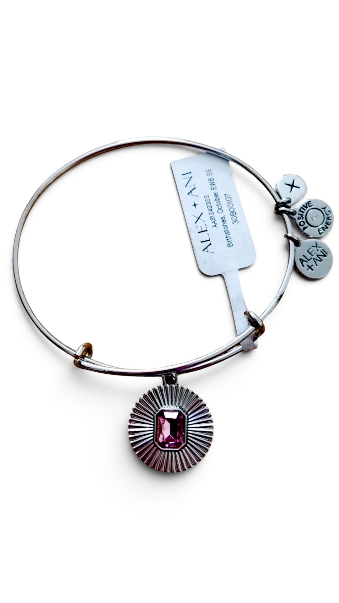 Alex and Ani - October Emerald Cut Birth Crystal, Charm Bangle Bracelet