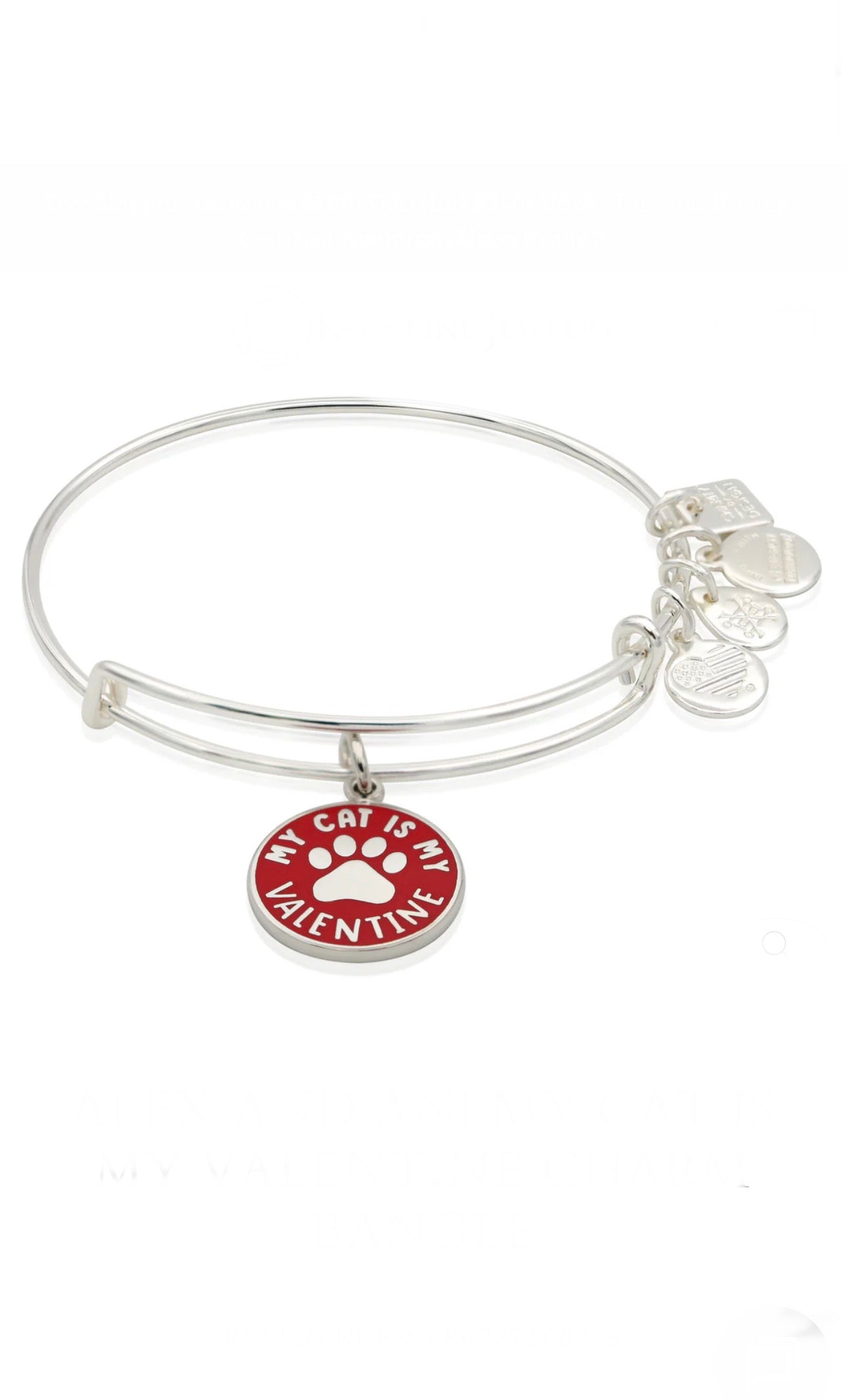 Alex and Ani - “My Cat Is My Valentine” Charm Bangle Bracelet