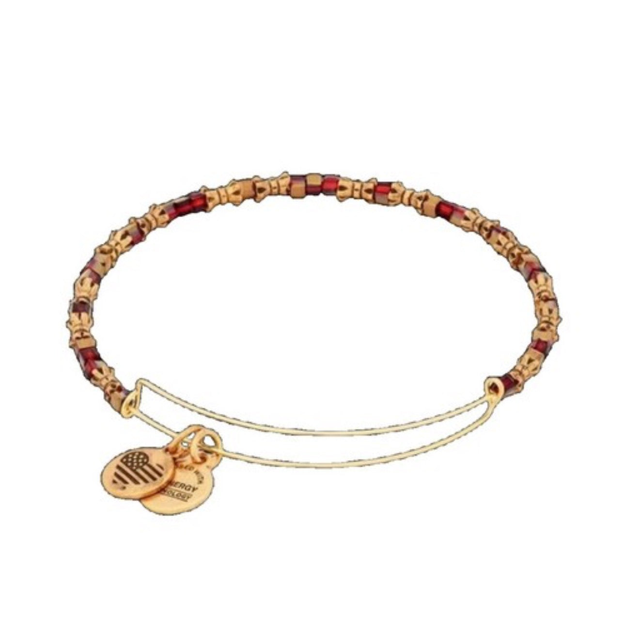 Alex and Ani - Square Mini Swarovski Crystals Red & Gold Beaded Bangle Bracelet