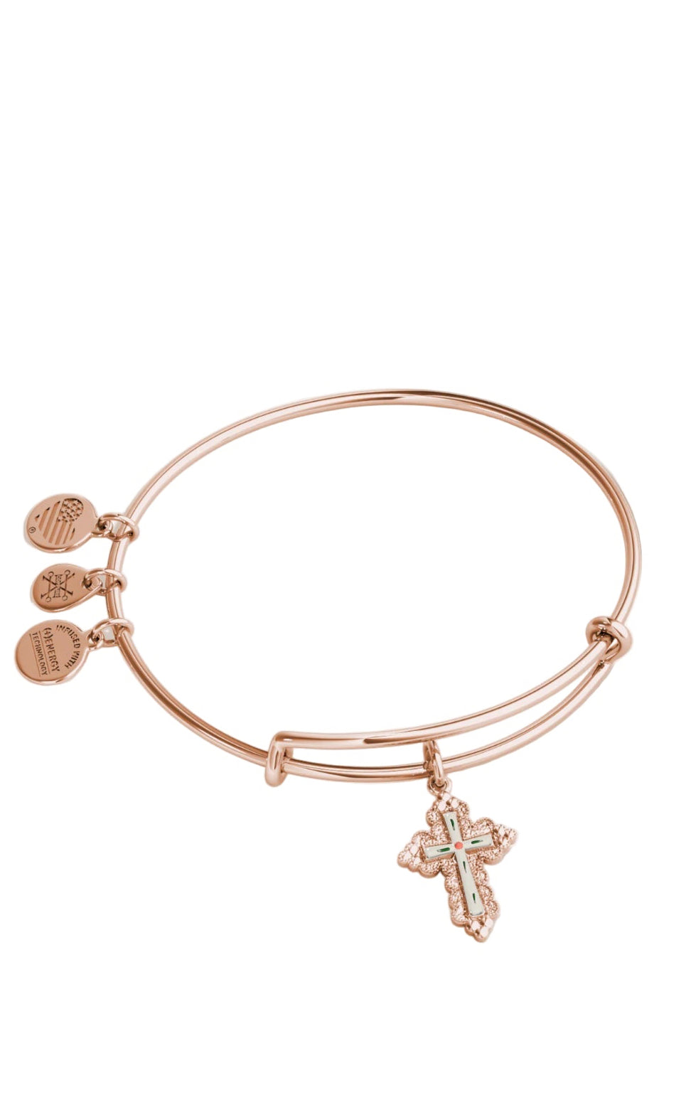 Alex and Ani - Flower Cross Charm Bangle Bracelet