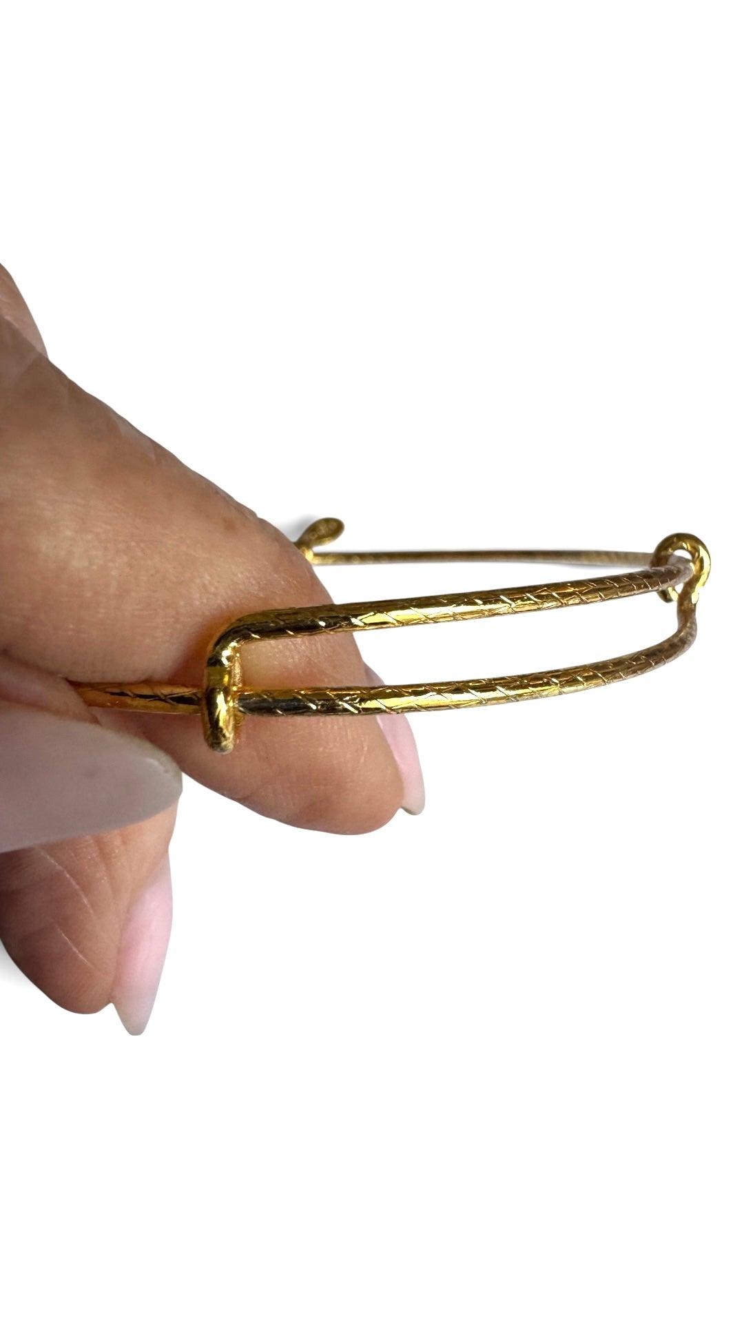 Gold-Tone Basket Weave Textured Single Bangle Bracelet