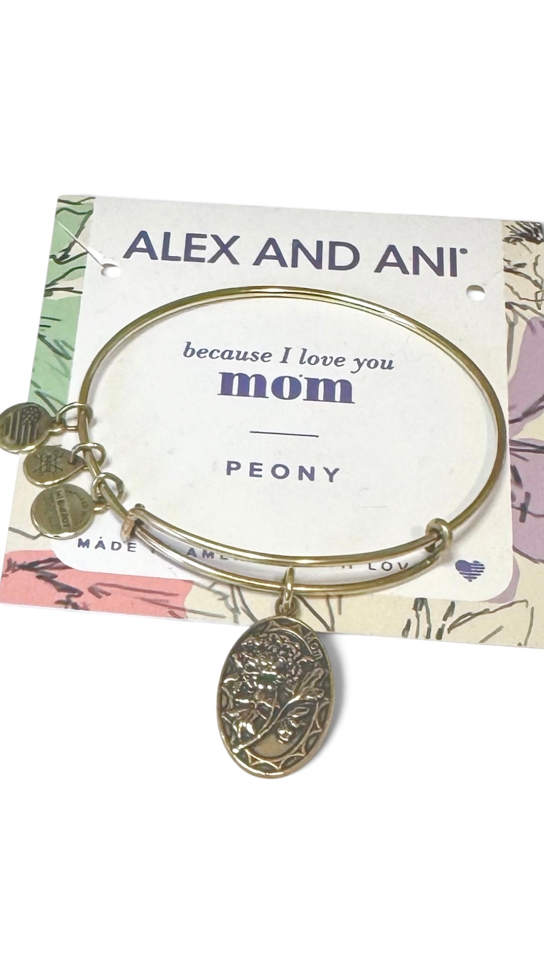Alex and Ani - Because I Love You Mom II, Peony Charm Bangle Bracelet