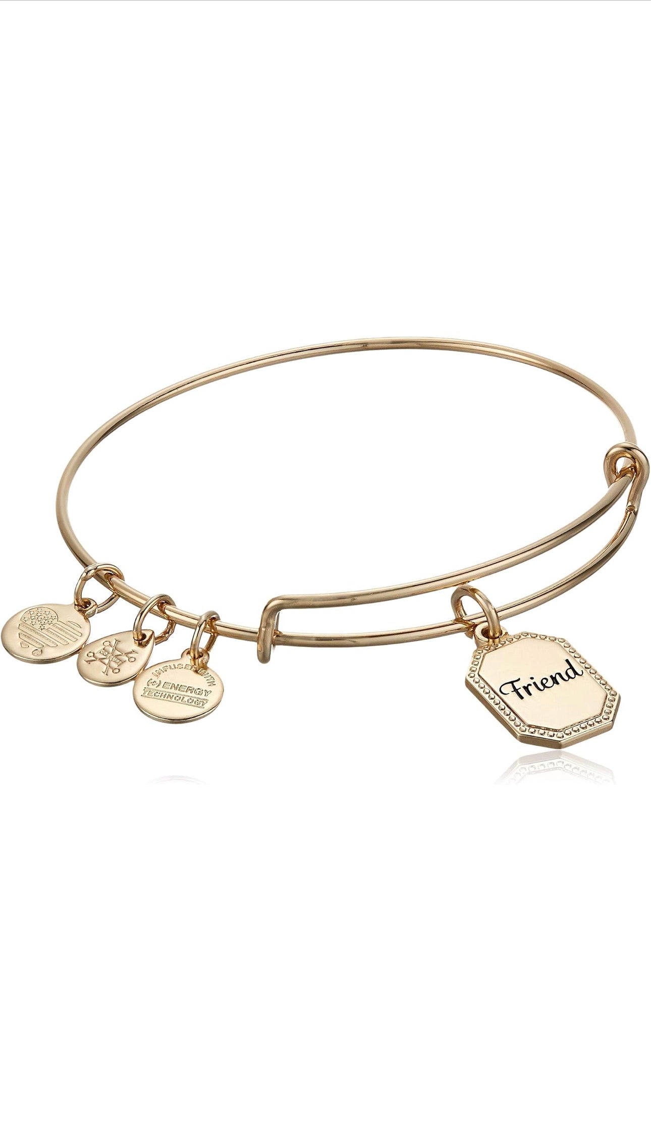 Alex and Ani - ‘Friend’ Charm Bangle Bracelet, ‘United by soul, Let the good times Roll’ on Back