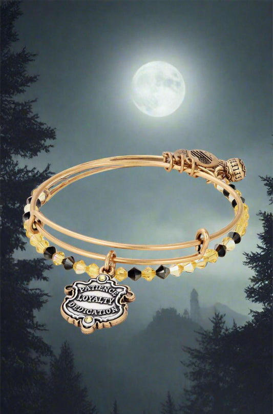 Alex and Ani Harry Potter Hufflepuff Bangle Bracelet Set of 2, Swarovski Crystals
