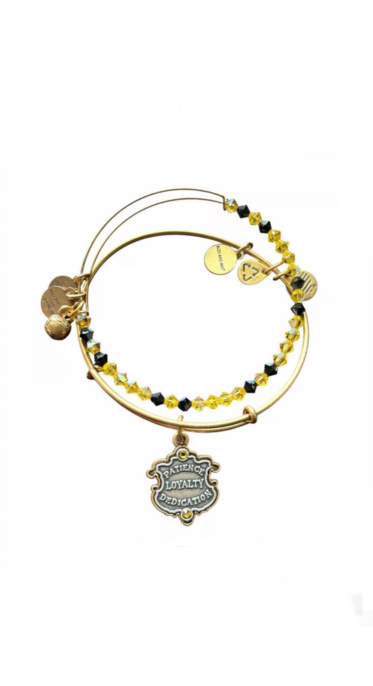Alex and Ani Harry Potter Hufflepuff Bangle Bracelet Set of 2, Swarovski Crystals