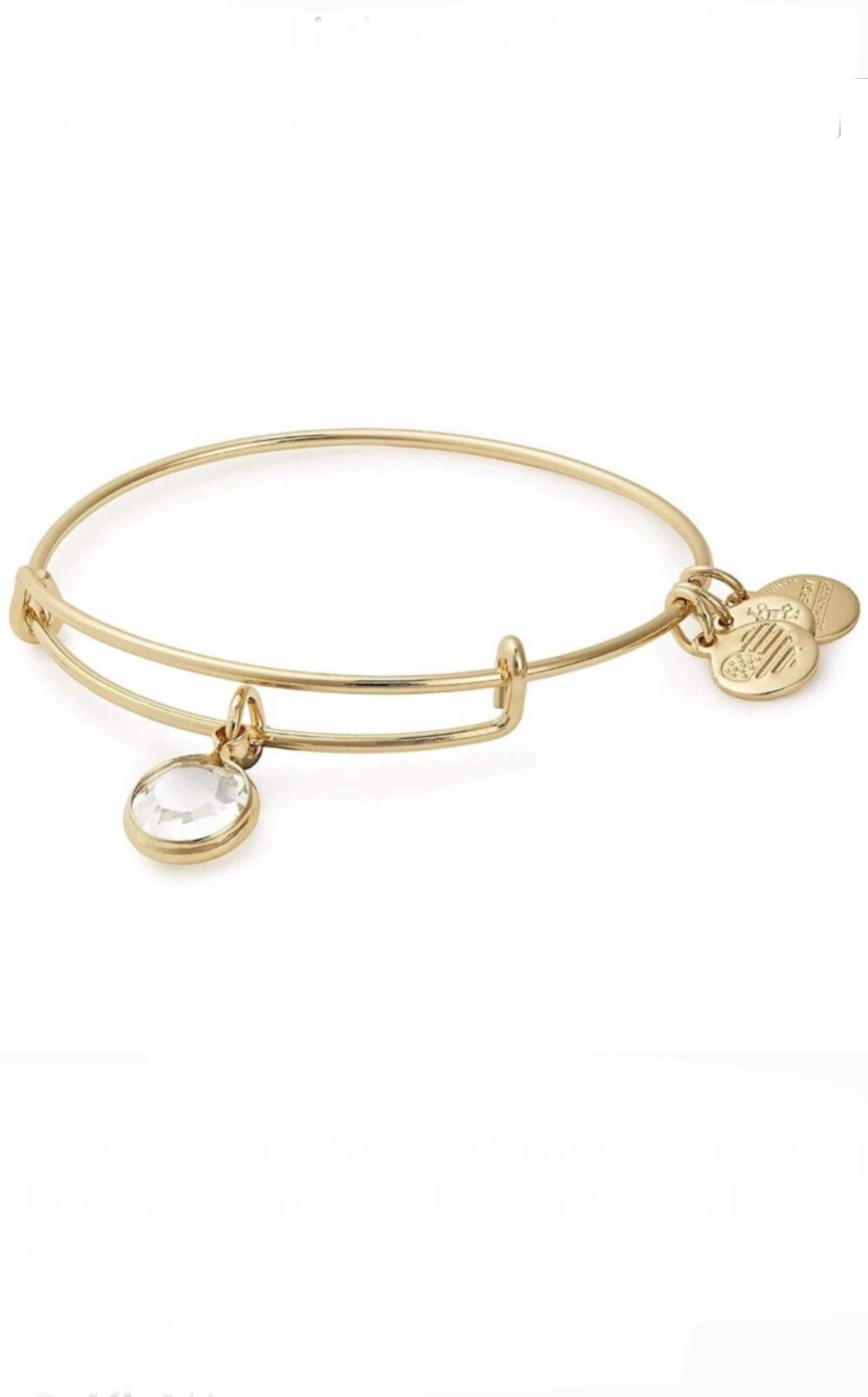 Alex and Ani - April Birthstone, Clear Swarovski Crystal Charm Bangle Bracelet - 2 Styles