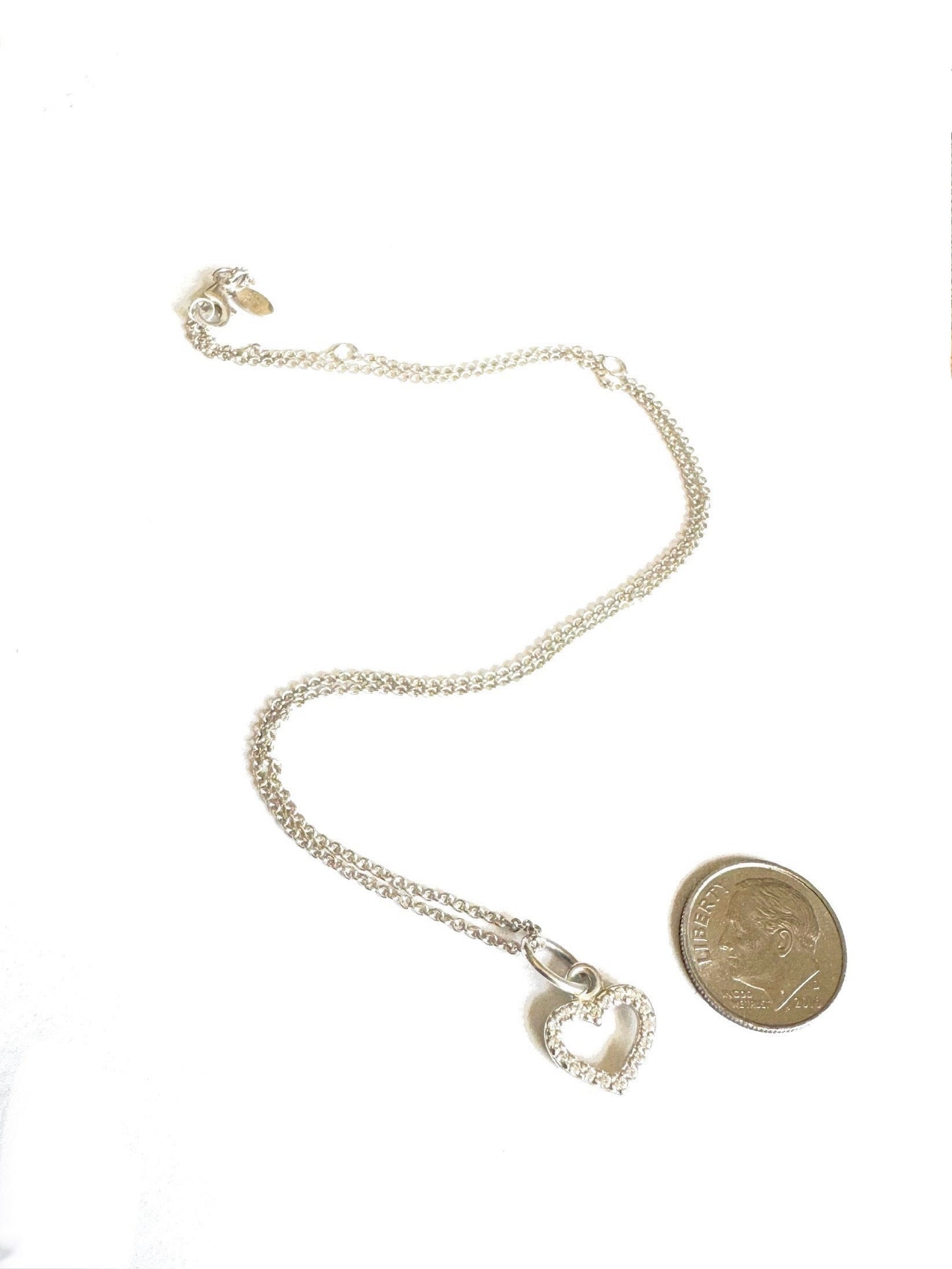 Alex and Ani - Dainty & Precious Crystal Open Heart .925 Sterling Silver  Necklace