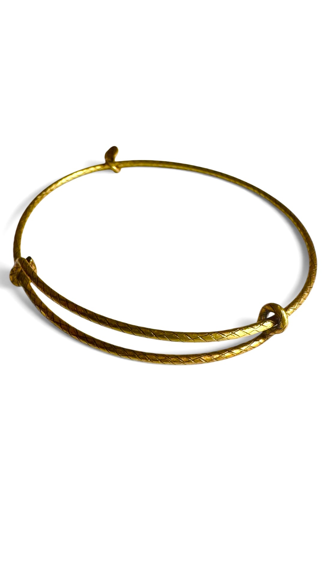 Gold-Tone Basket Weave Textured Single Bangle Bracelet