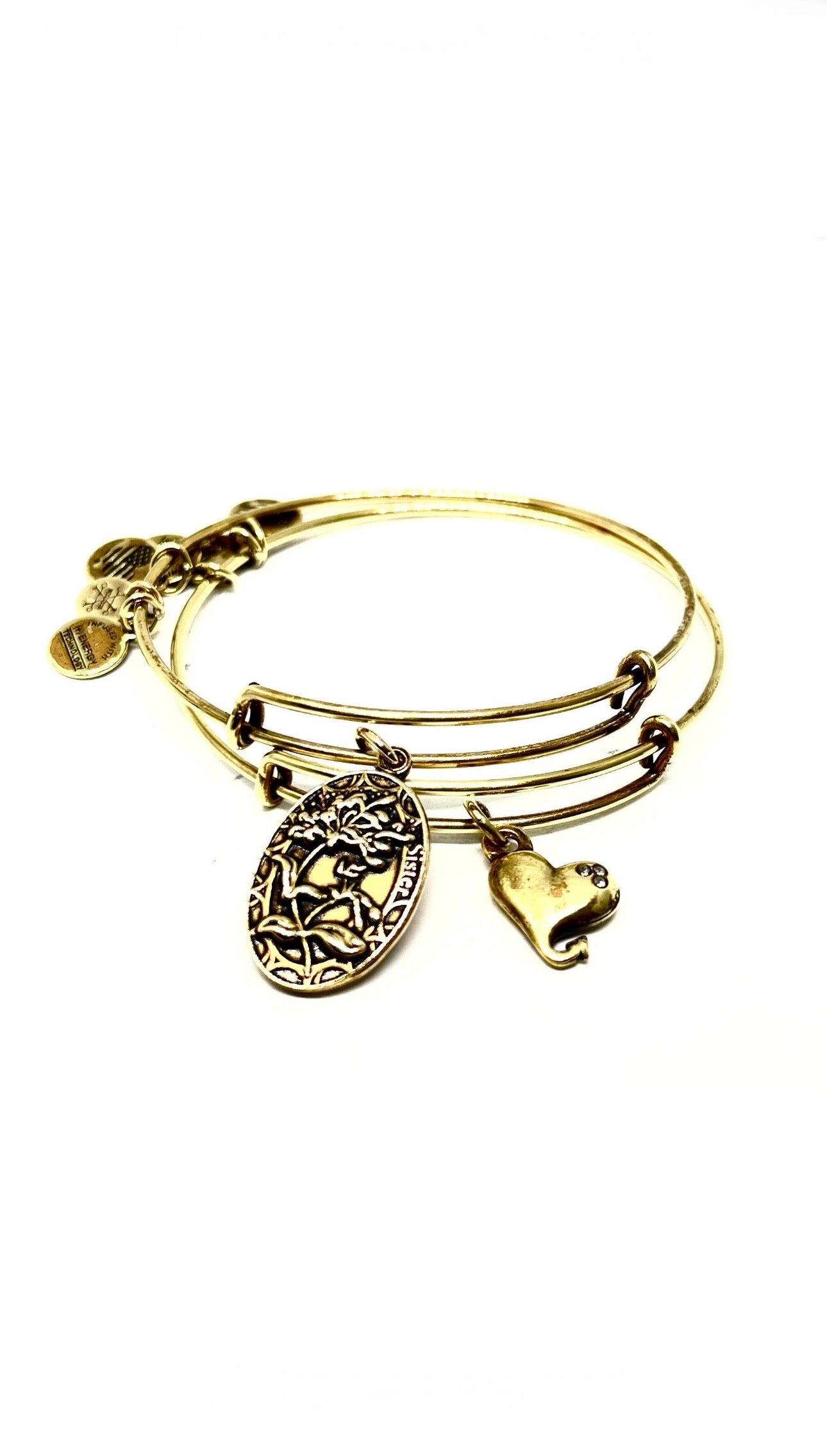 Alex and Ani - Sister + Cupid’s Heart Charm Bangle Bracelet Special Sale, Set of 2