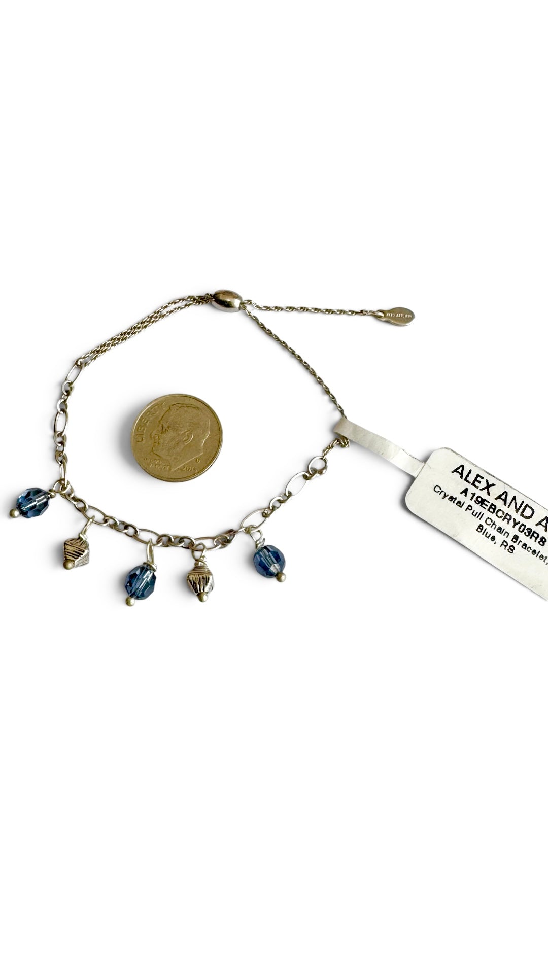 Alex and Ani - Swarovski Crystal Charm Pull Chain Bracelet with Silver Beads
