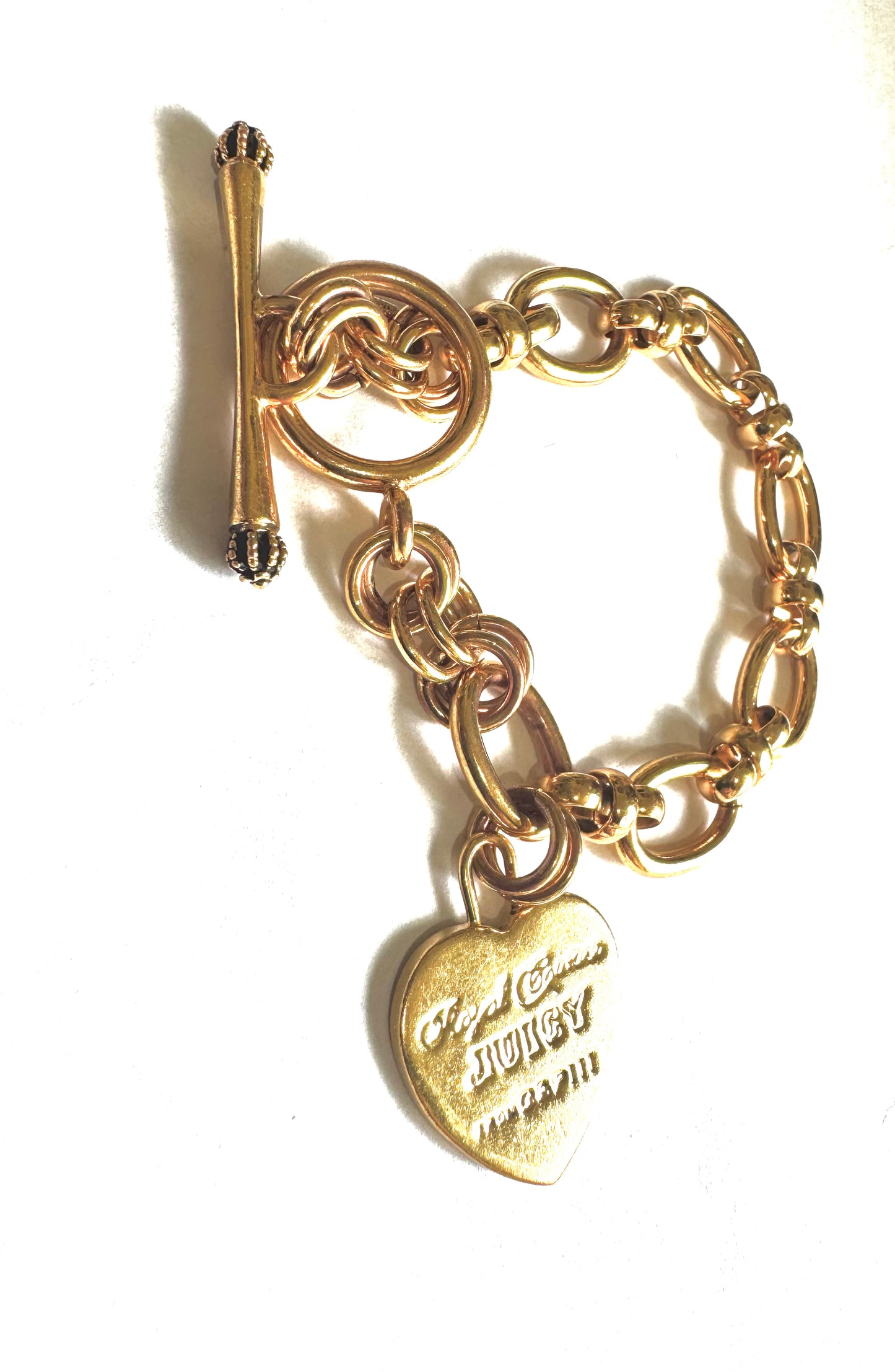 Vintage Juicy Couture “Royal Couture” Gold Heart Charm Toggle Bracelet