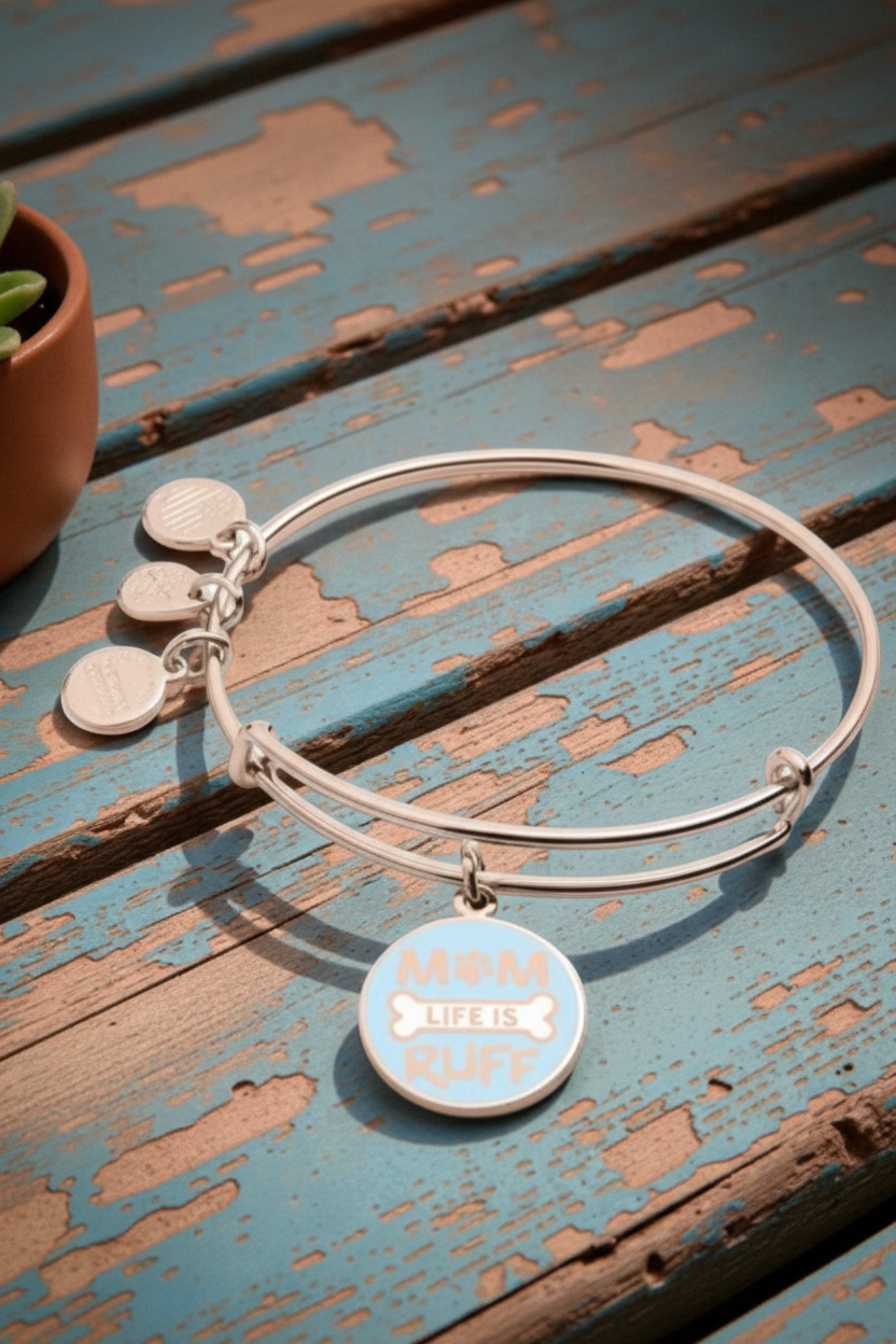Alex and Ani - 'Mom Life is Ruff' Charm Bangle Bracelet