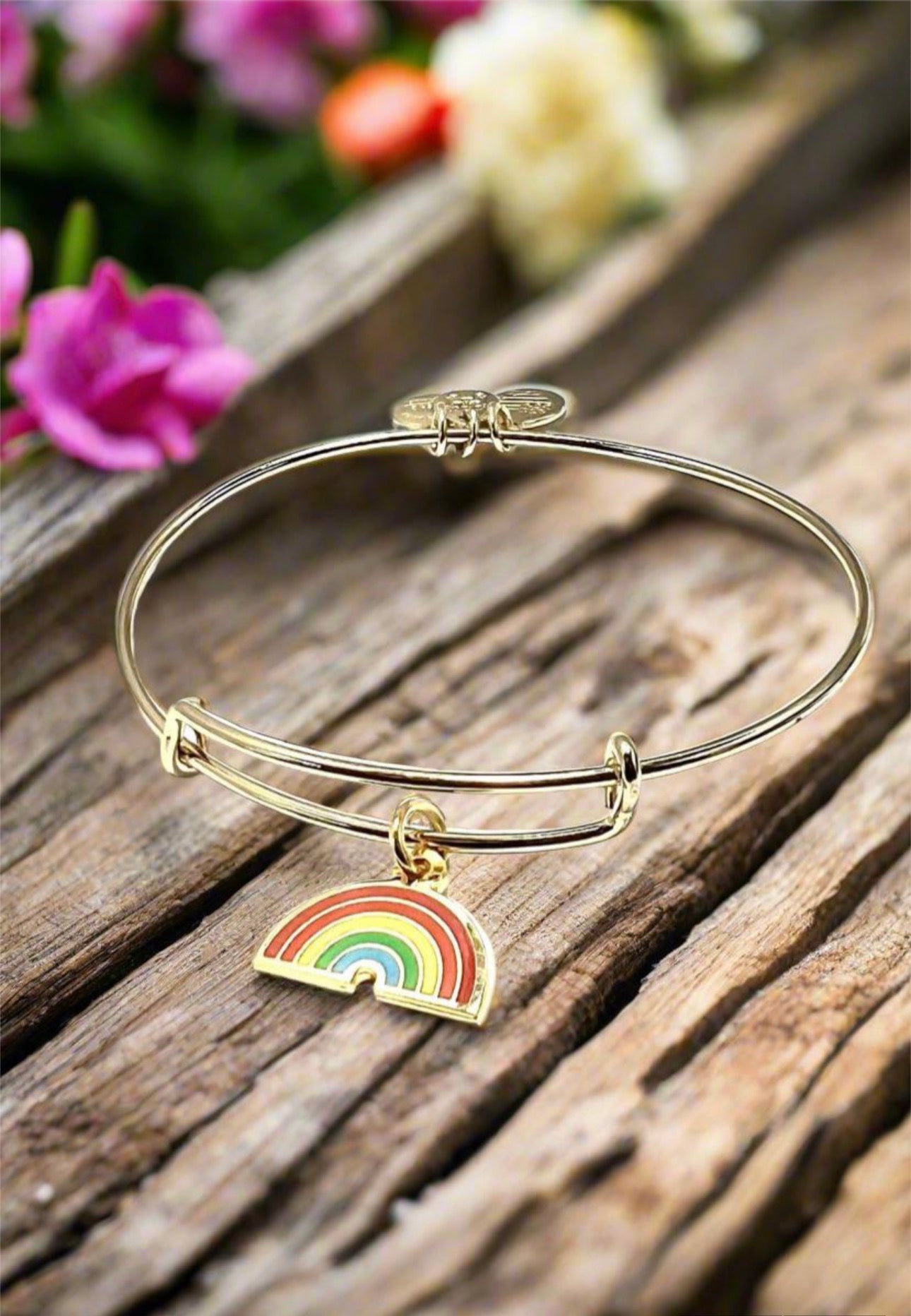 Alex and Ani Rainbow Charm Bangle Bracelet: Adjustable Stacking Jewelry