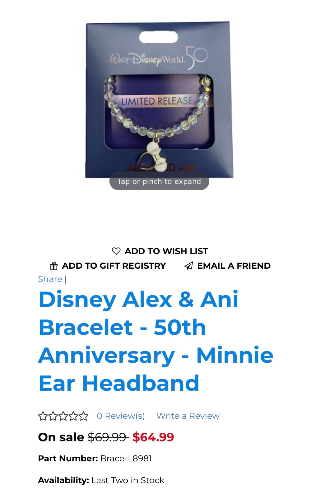 Alex and Ani - Minnie Headband Ears Anniversary Charm Bangle Bracelet