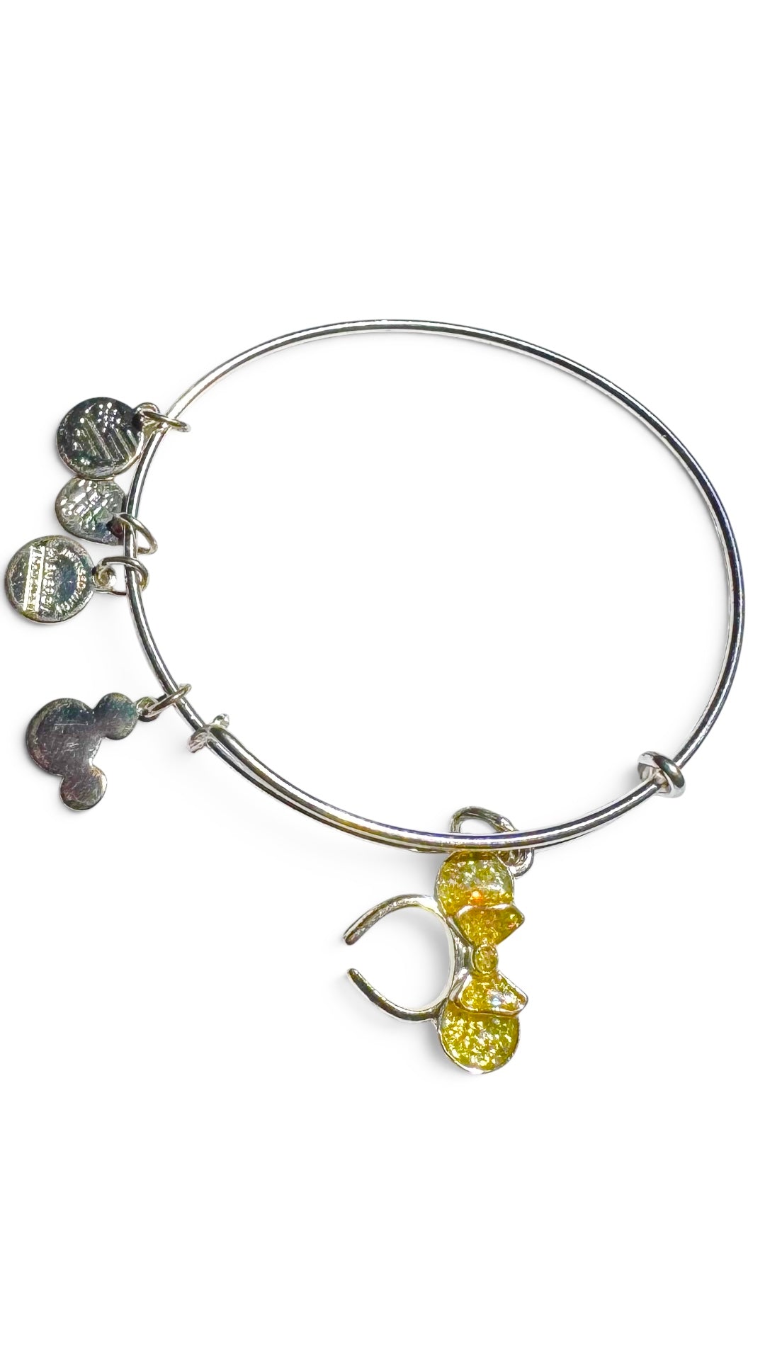 Alex and Ani - Minnie Headband Yellow Glittery Ears Charm Bangle Bracelet