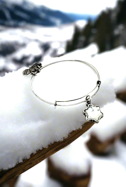 Alex and Ani - Swarovski Opaque Crystal Snowflake Charm Bangle