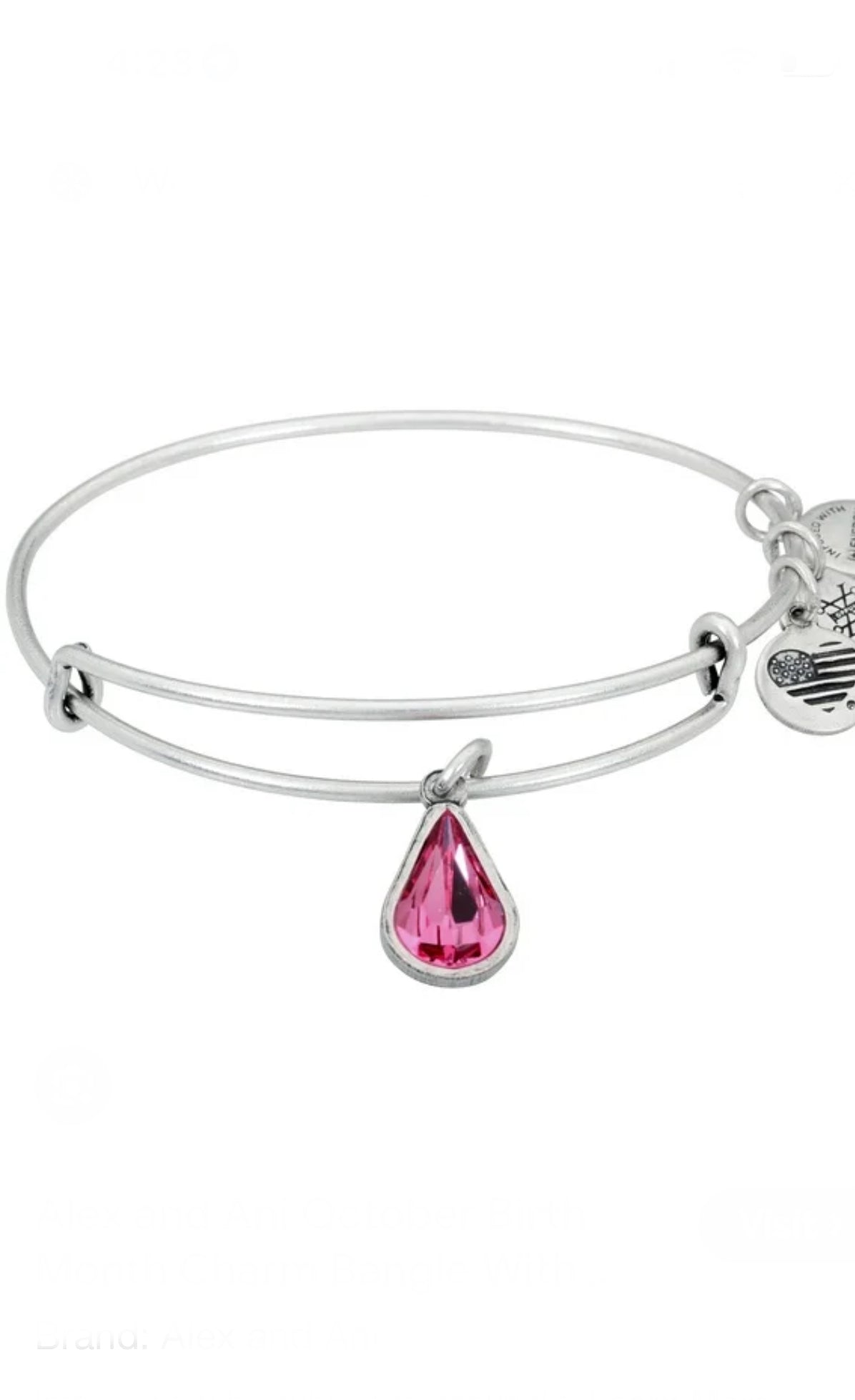 Alex and Ani - October Birthstone, Clear Rose Crystal Charm Bangle Bracelet