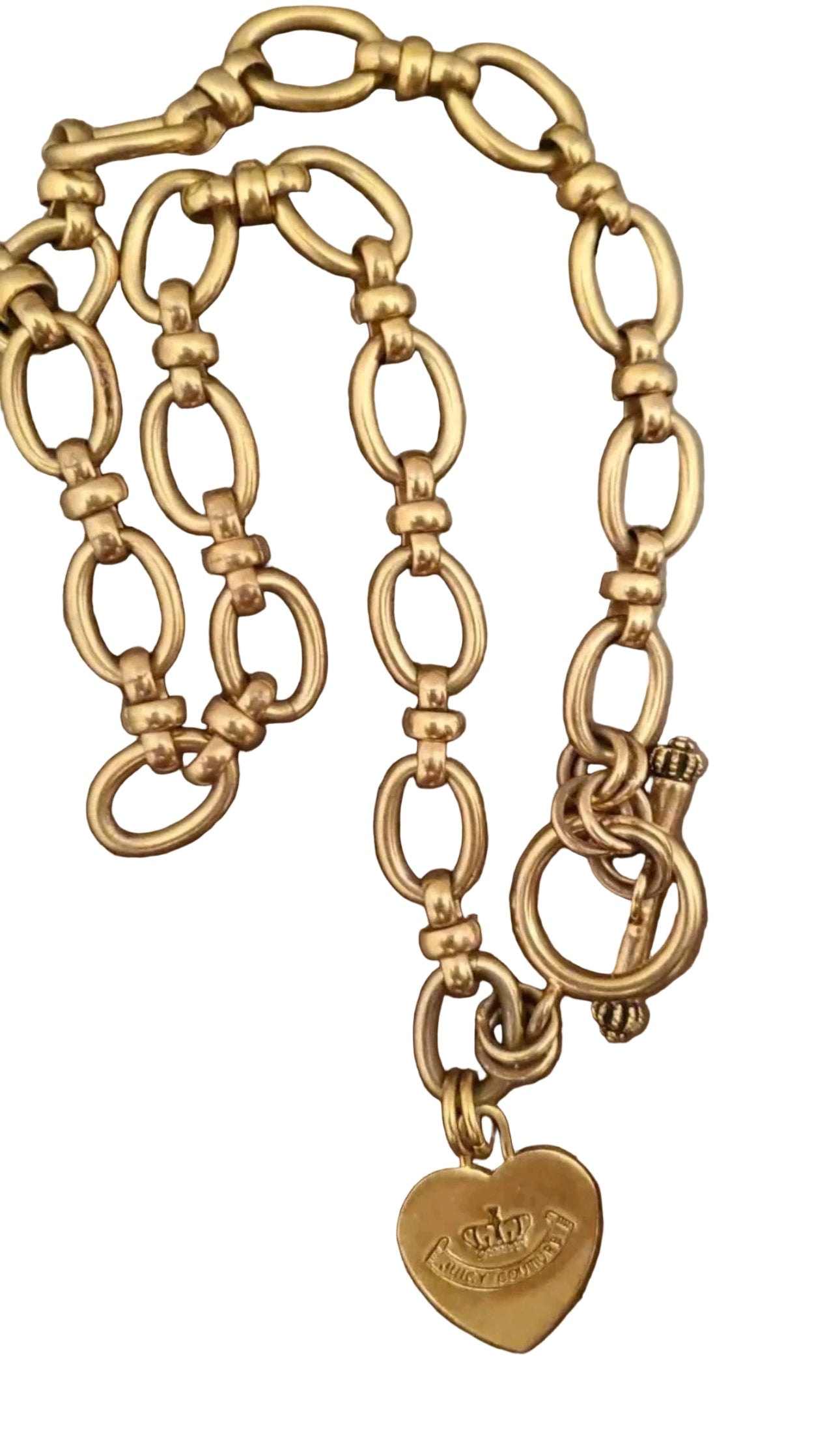 Vintage Royal Juicy Couture Gold Heart Large Link Necklace