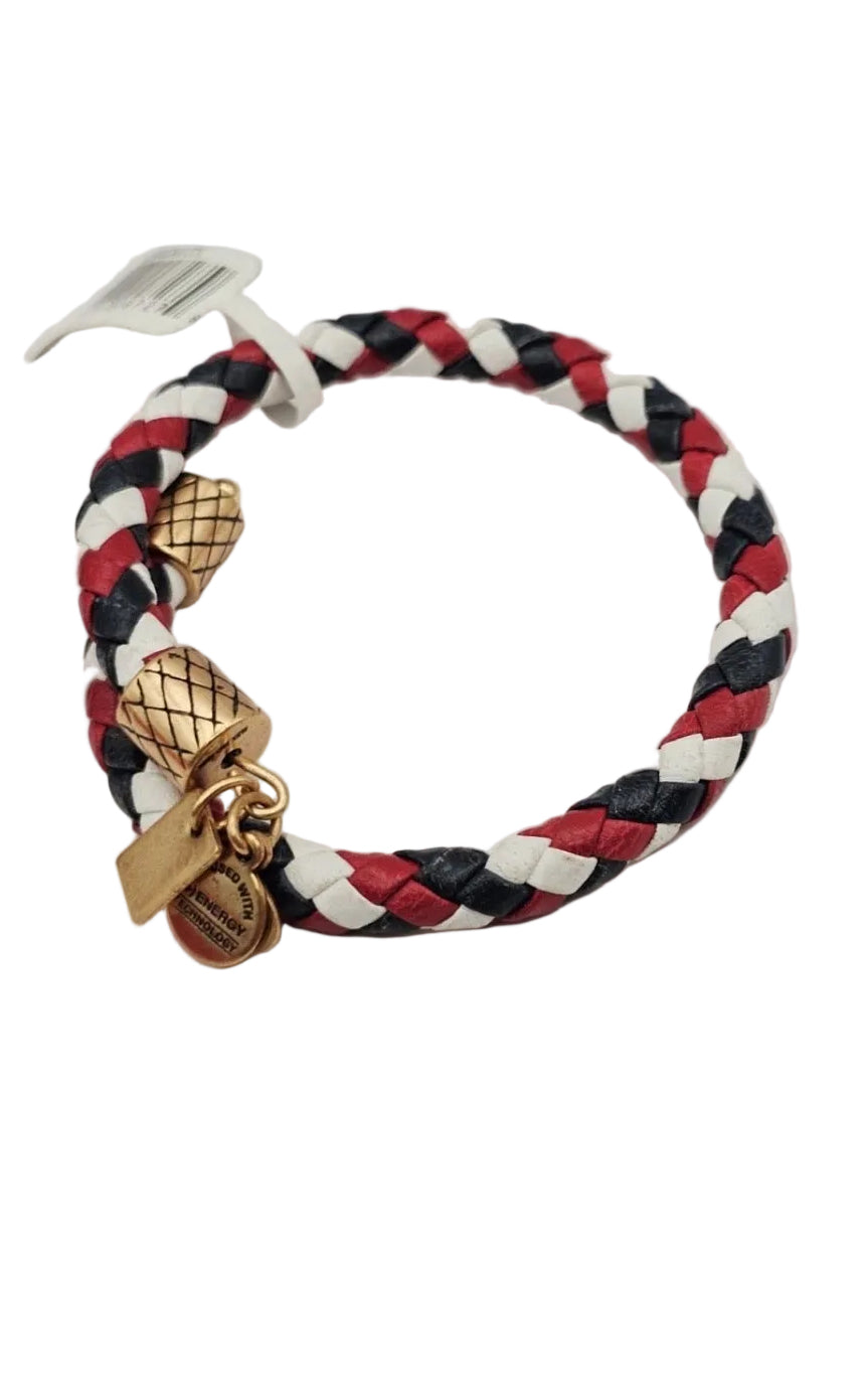 Alex and Ani - Team USA Braided Red, White, & Blue Leather Wrap Vintage 66 Bangle Bracelet