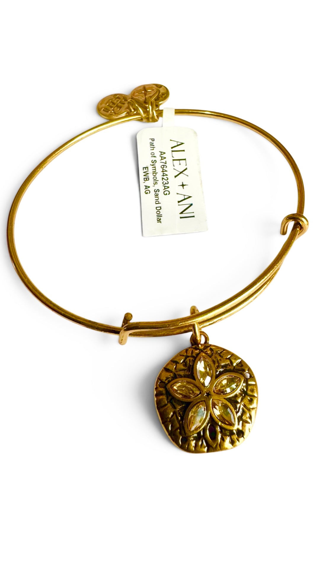 Alex and Ani - Sand Dollar With Crystals Charm Bangle Bracelet