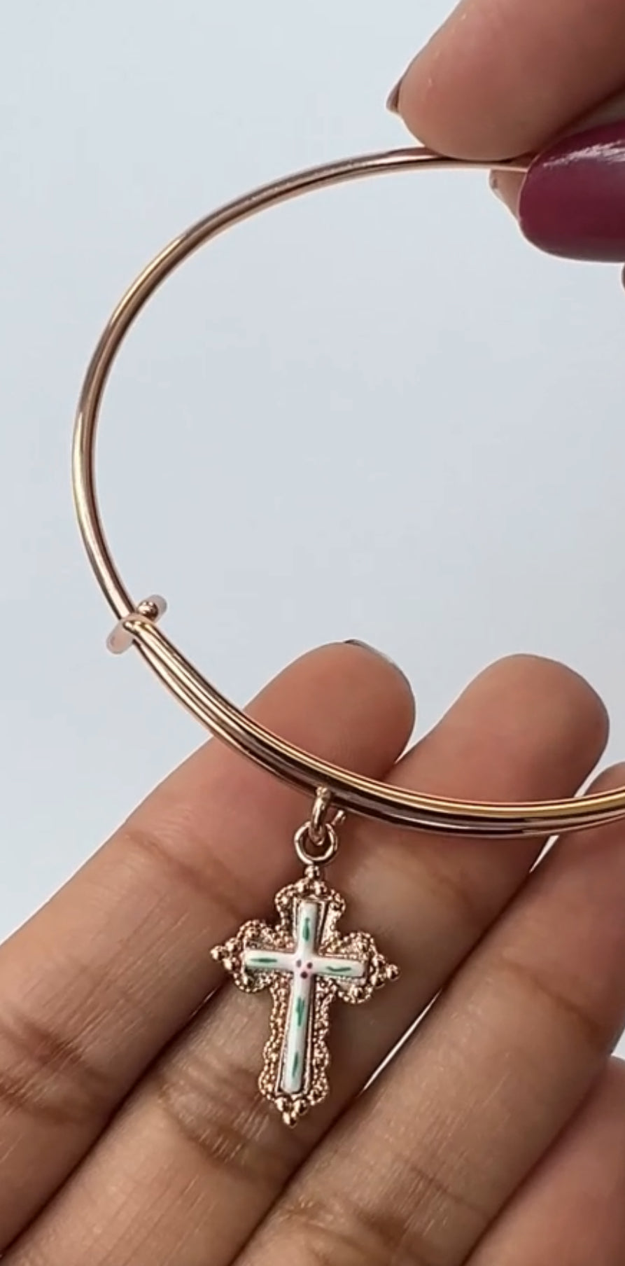 Alex and Ani - Flower Cross Charm Bangle Bracelet