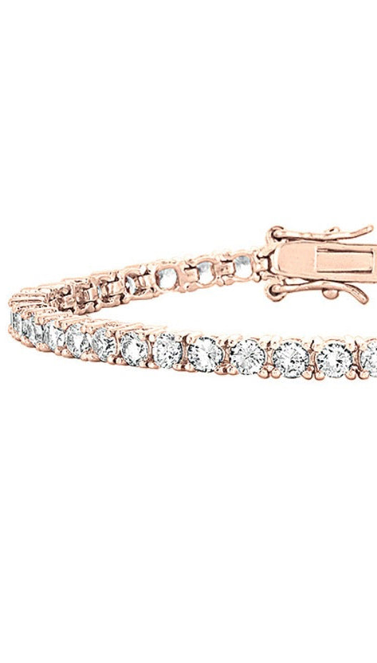 Genevieve Classic Tennis Bracelet CZ Rose Gold Vermeil Over .925 Sterling Silver