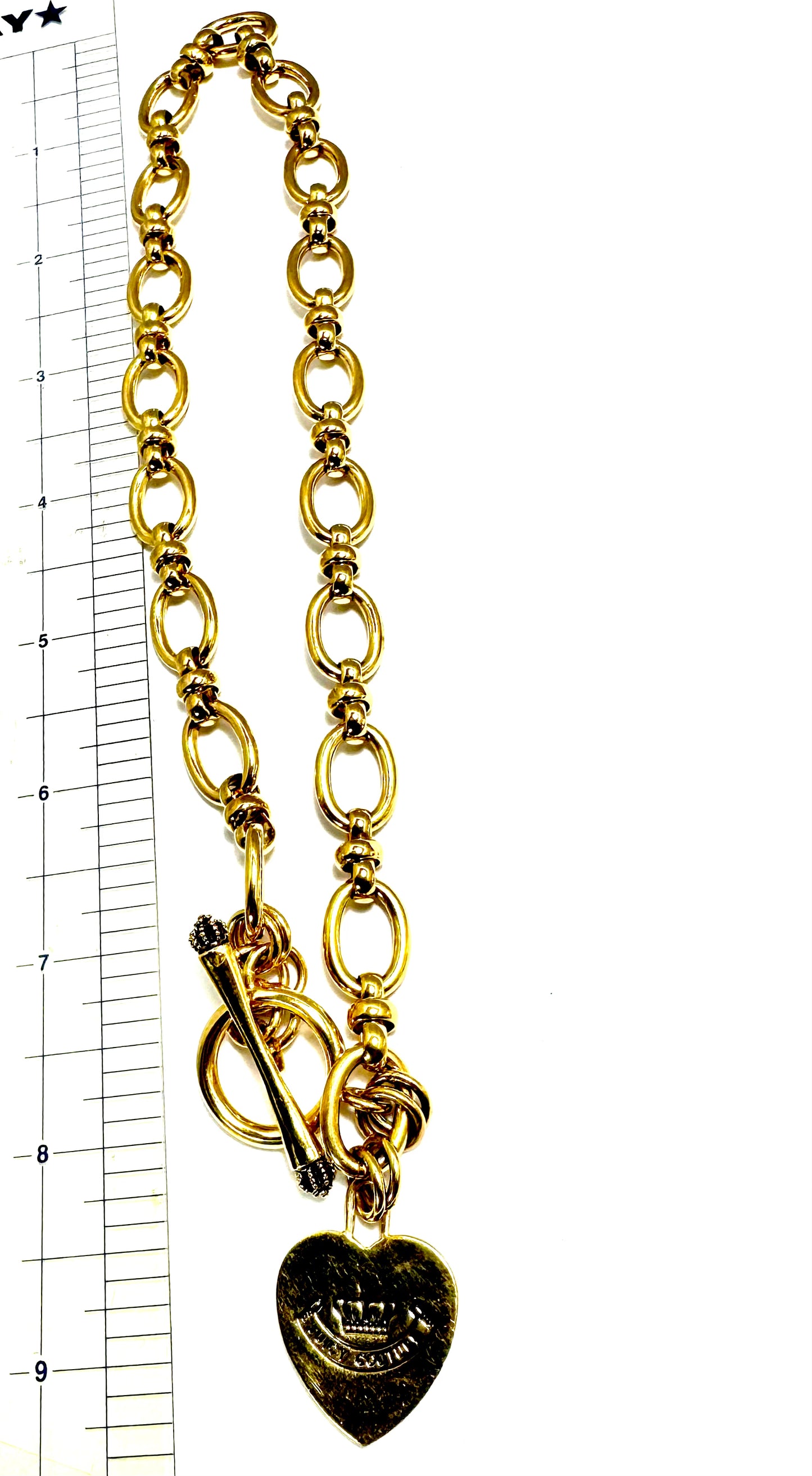 Vintage Royal Juicy Couture Gold Heart Large Link Necklace