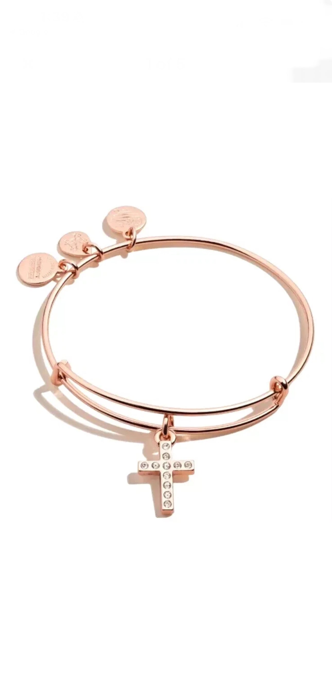 Alex and Ani  Rose Gold 'Faith & Hope' Swarovski Pave Cross Bangle Bracelet
