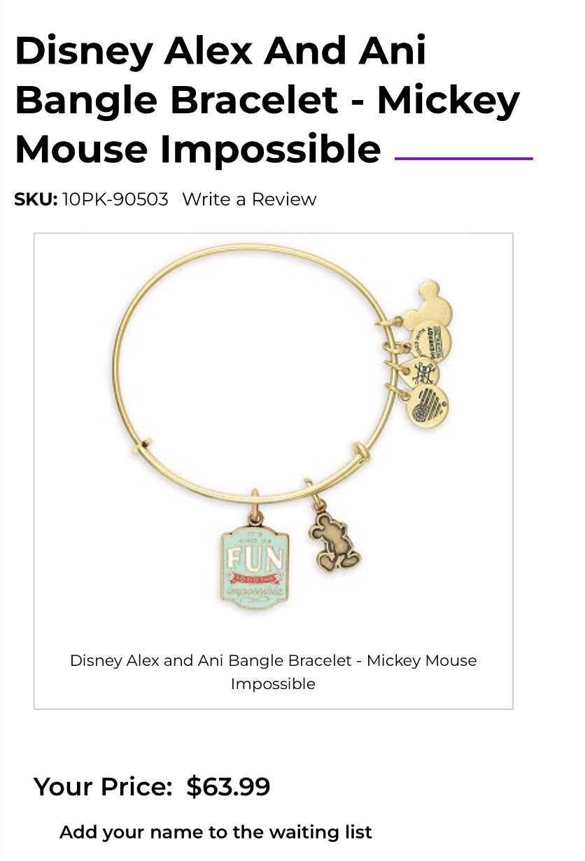 Alex And Ani - Mickey Mouse Impossible Duo Charm Bangle Bracelet, Park Exclusive