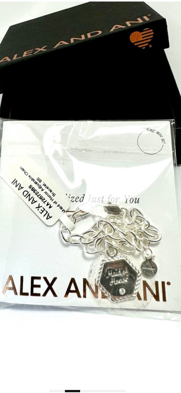 Alex and Ani Maid of Honor Silver Charm Chain Bracelet
