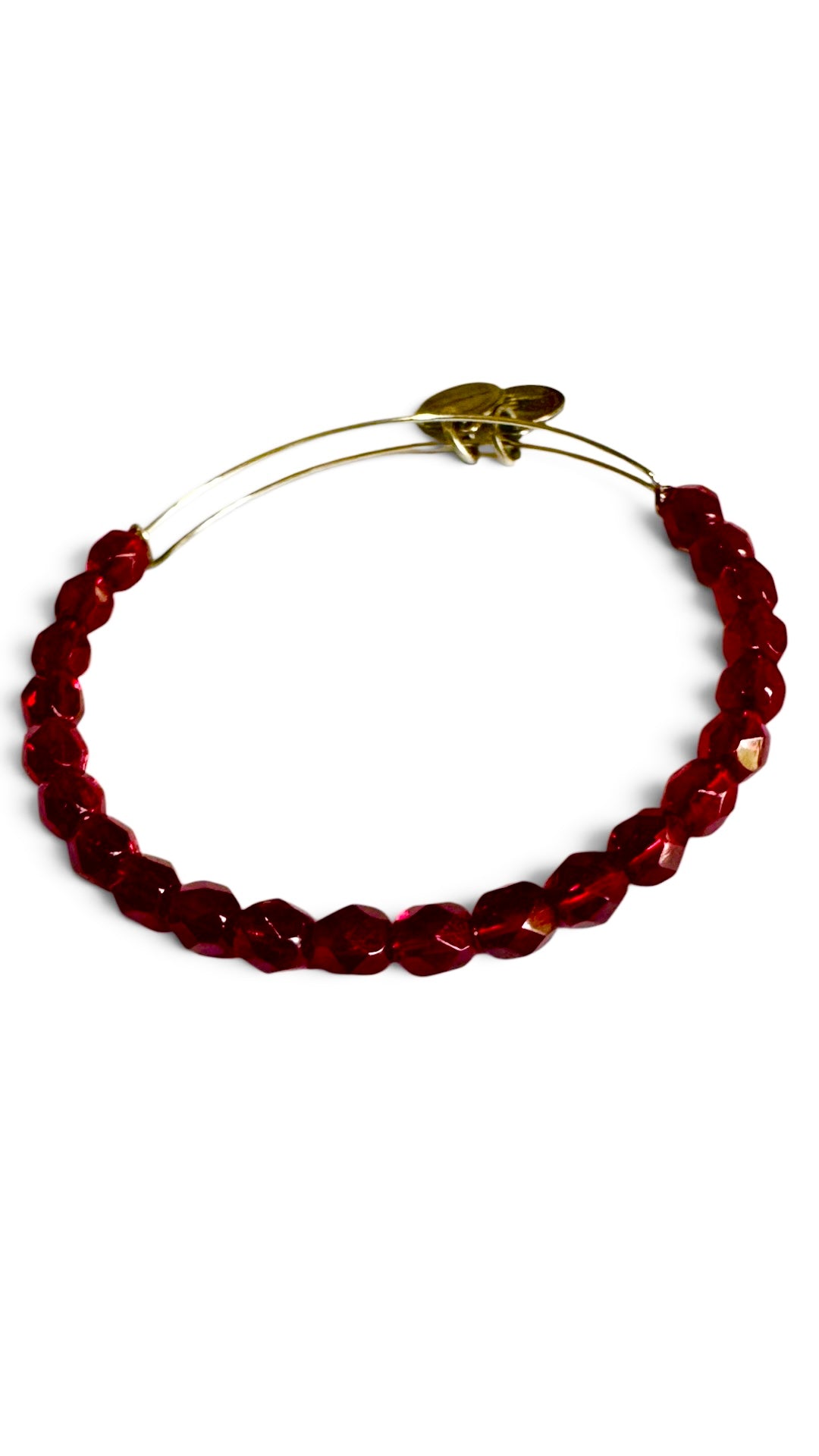 Alex and Ani - Faceted Deep Red Glass Beaded Bangle Bracelet
