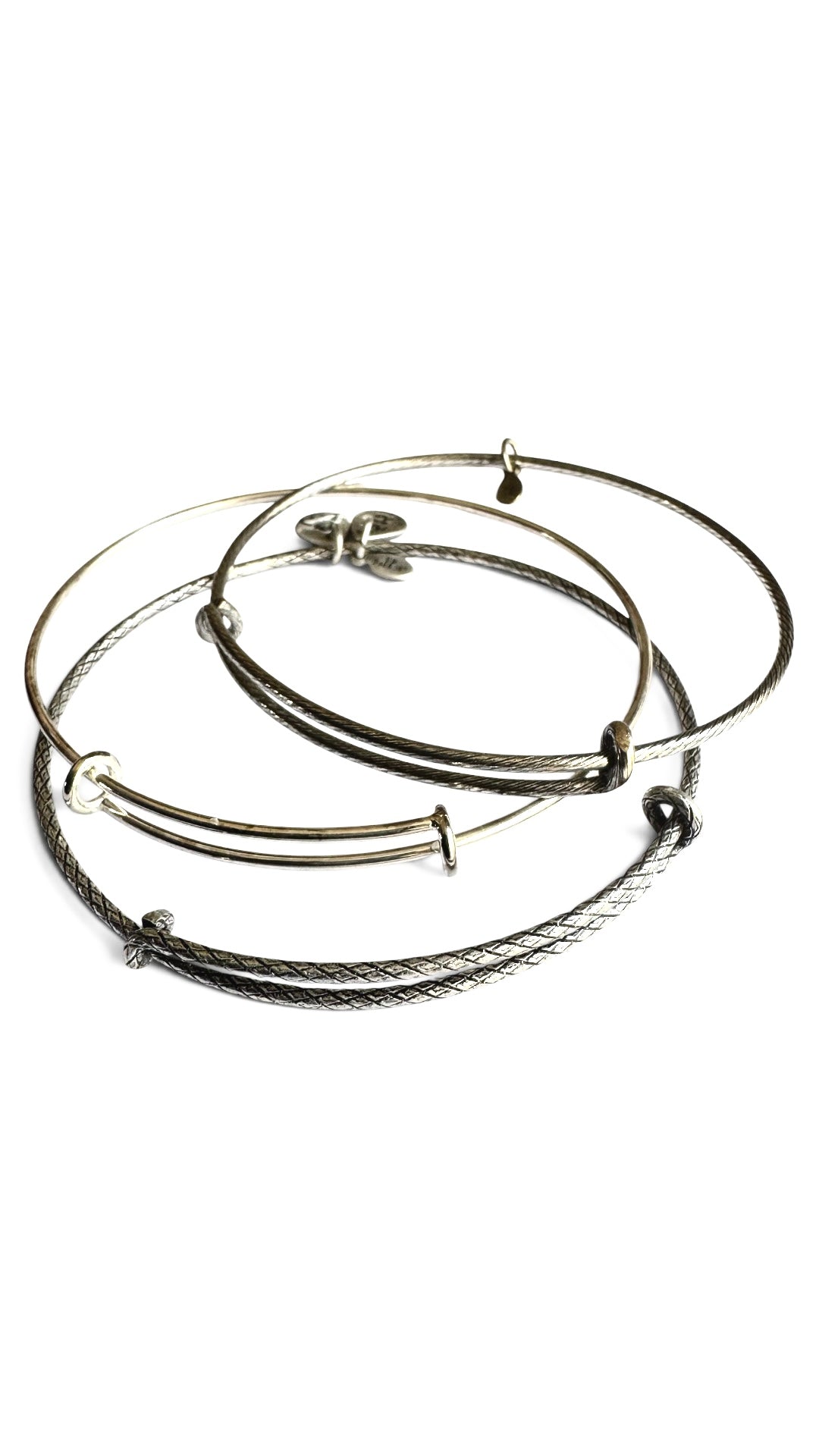 Single Silver Bangle Bracelet, Plain or Textured