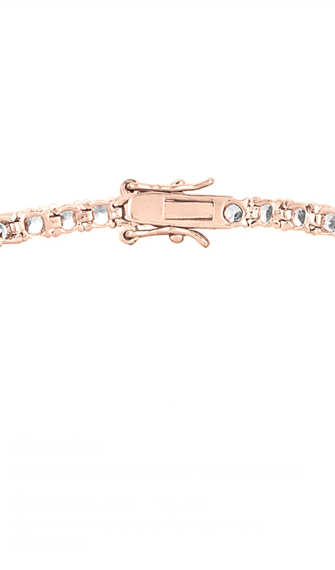 Genevieve Classic Tennis Bracelet CZ Rose Gold Vermeil Over .925 Sterling Silver