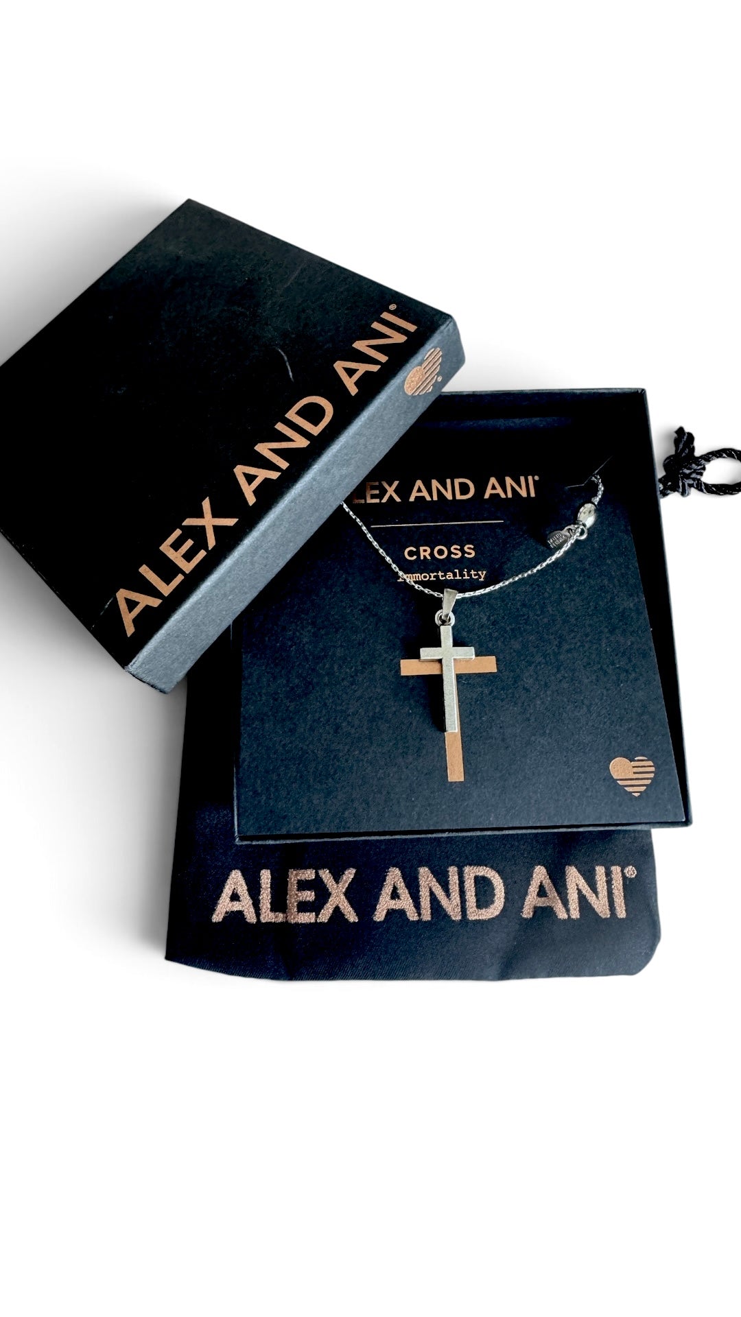 Alex and Ani -  Cross Necklace, Delicate Chain is Adjustable, Unisex