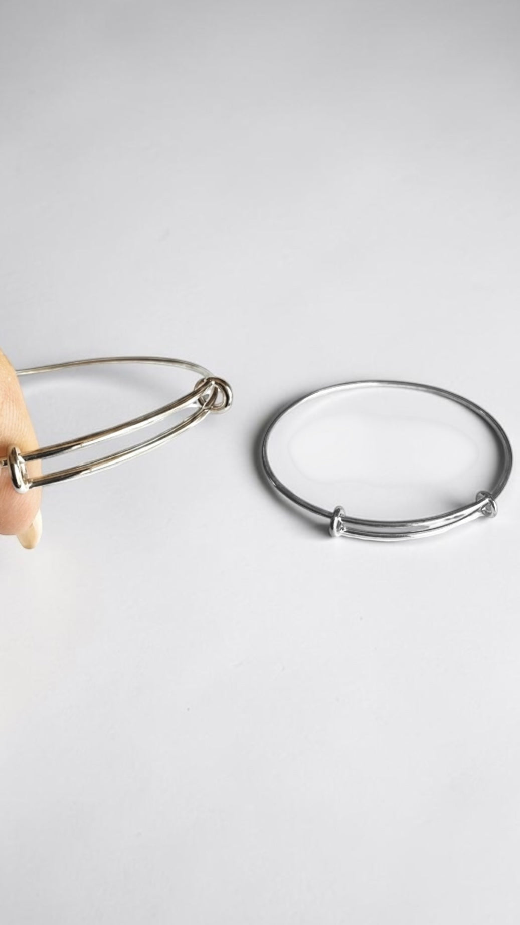 Single Silver Bangle Bracelet, Plain or Textured