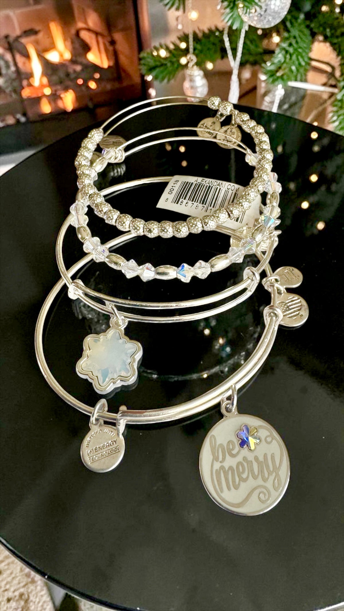 Alex and Ani - Be Merry Holiday Bracelets Set of 4, with 2 Beaded Bangles