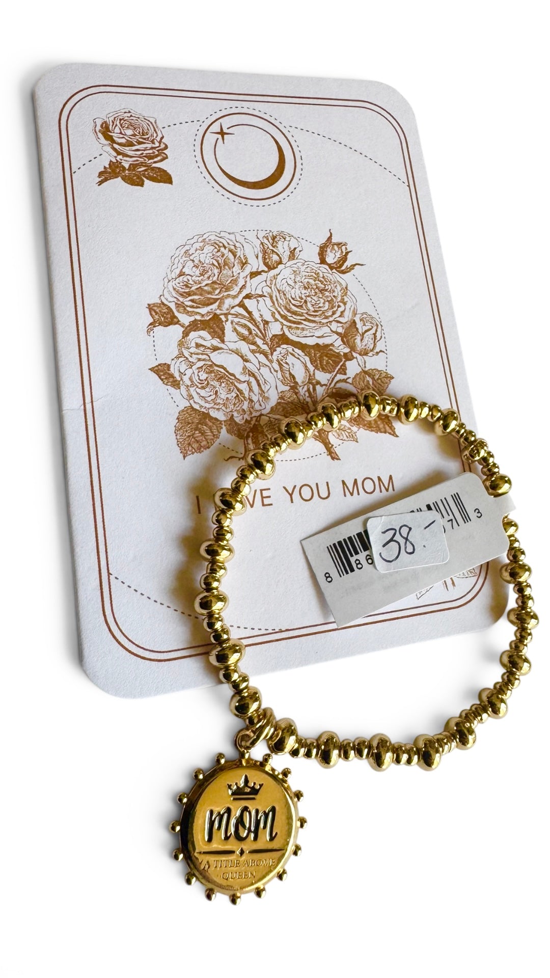 Alex and Ani -'Mom, A Title Above Queen' Beaded Stretch Charm Bracelet