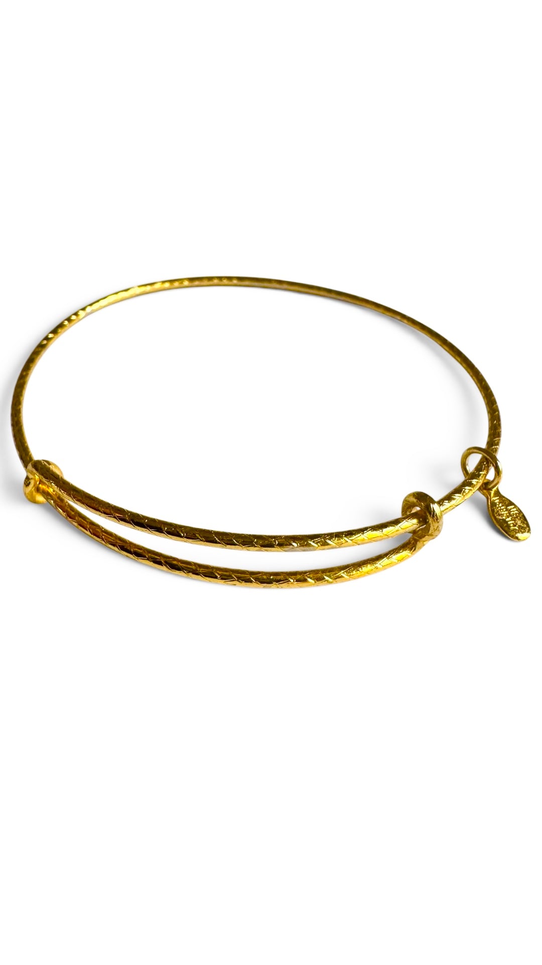 Gold-Tone Basket Weave Textured Single Bangle Bracelet