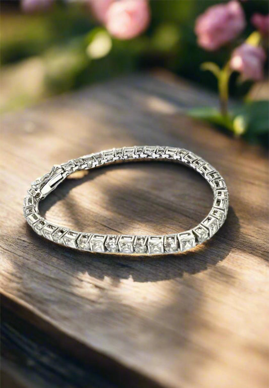 The Knot Tennis Bracelet, Silver, Round & Princess Cut Cubic Zirconia