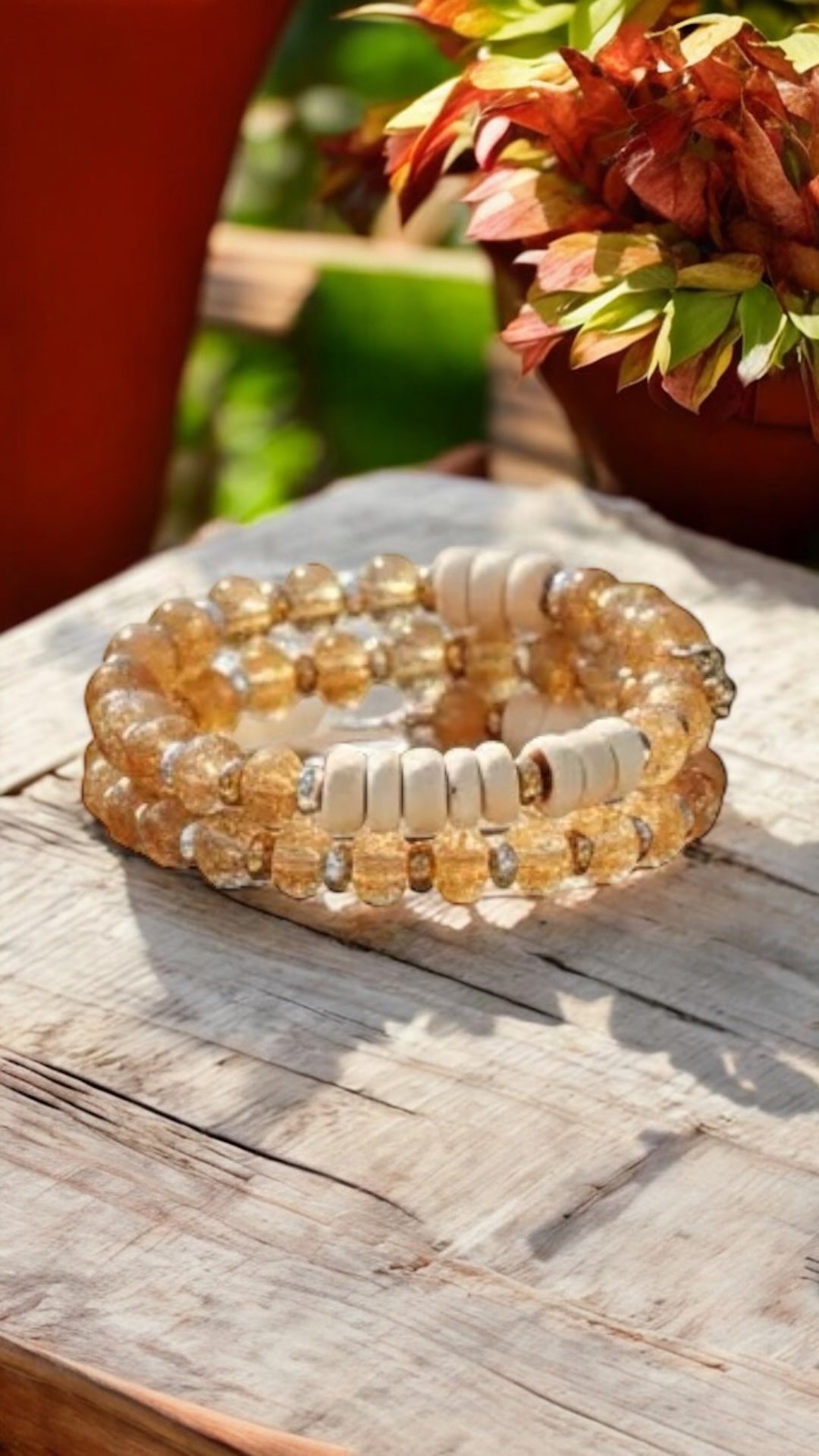Alex and Ani - Rutaliated Quartz Agate & Wooded Beaded Vintage Wrap Bracelet